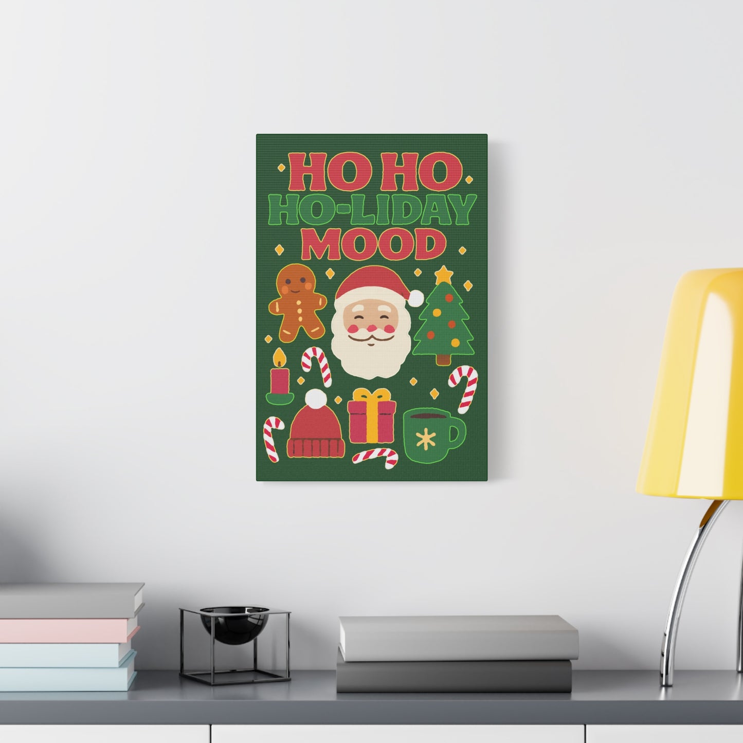 Holiday Canvas Wall Art, Festive Decor for Christmas, Santa and Gingerbread Vibe, Seasonal Home Decoration, Gift for Christmas Lovers