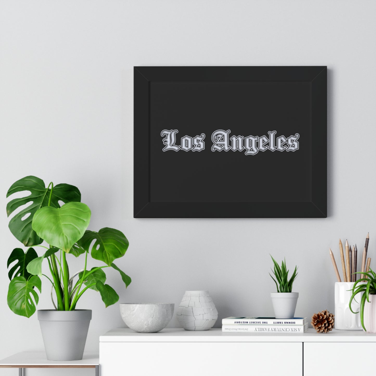 Los Angeles Framed Horizontal Poster, Wall Art, Home Decor, Gift for LA Lovers, Modern Wall Art, Interior Decoration - Silver Edition