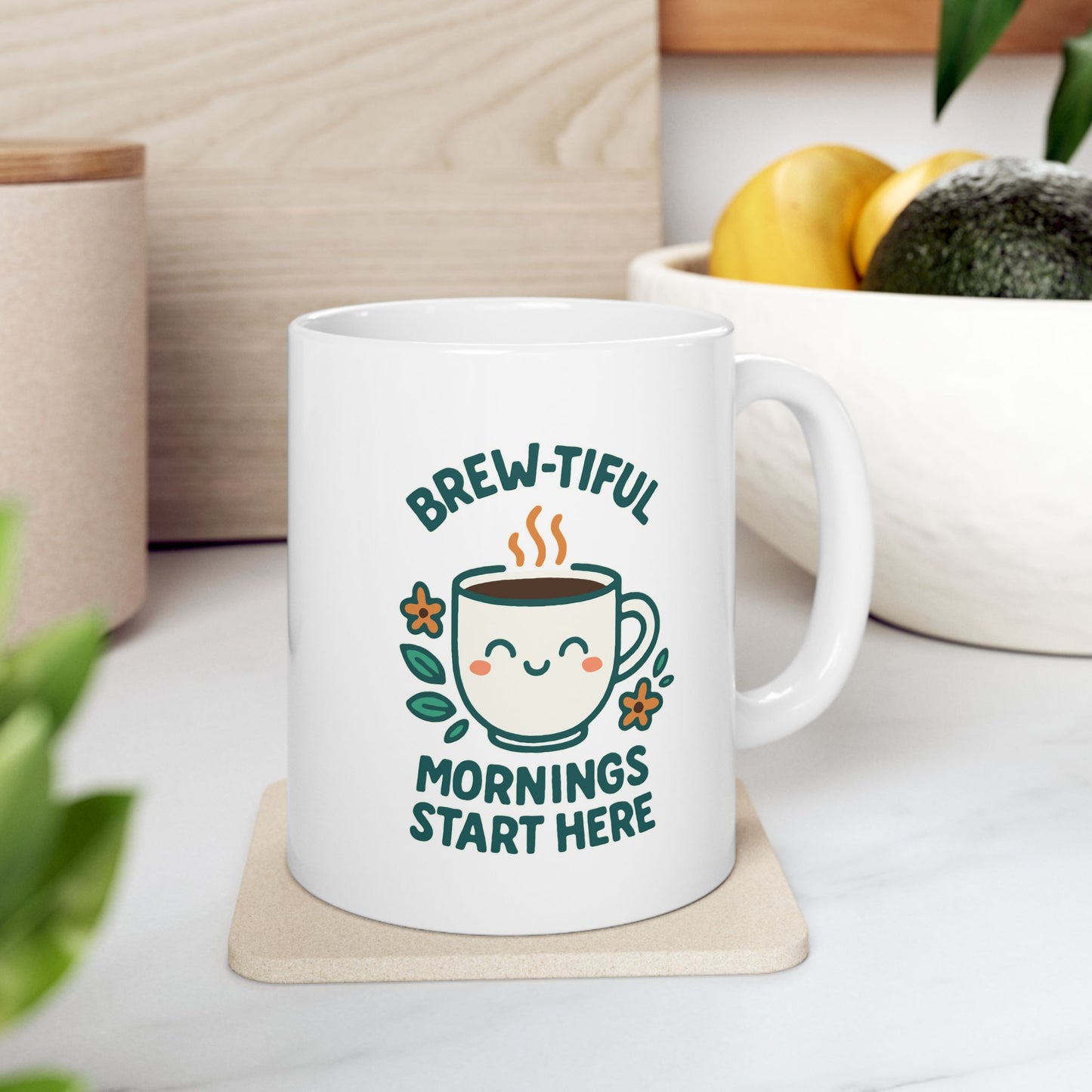 Botanical Ceramic Mug, Coffee Cup, Tea Mug, Gifts for Plant Lovers, Home Decor, Mother's Day, Inspirational Quote