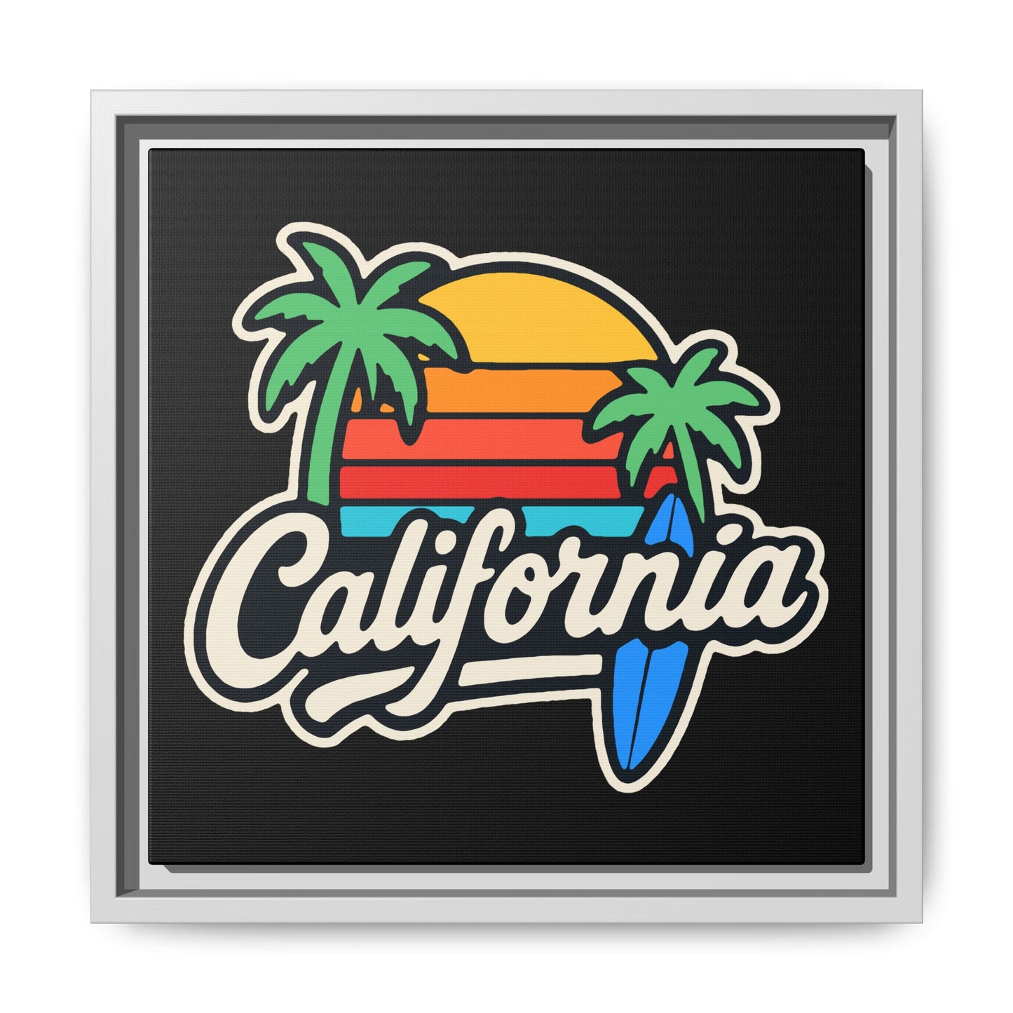 California Sunset Canvas Art, Framed Wall Decor, Tropical Beach Vibe, Home & Office Decor, Gift for Beach Lovers, Summer Art