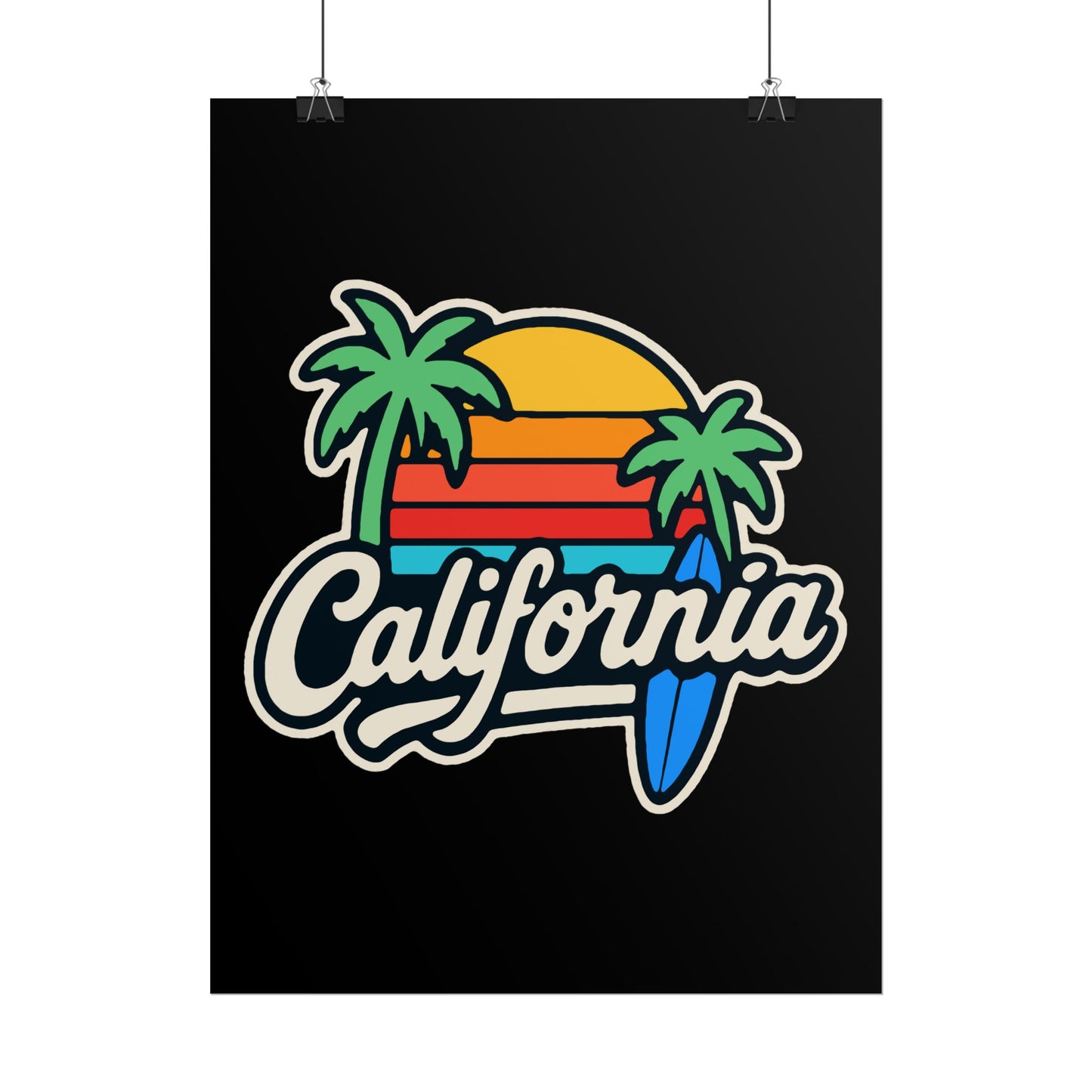 California Surf Vibes Rolled Poster, Beach Decor, Wall Art, Summer Gift, California Love, Tropical Art Print