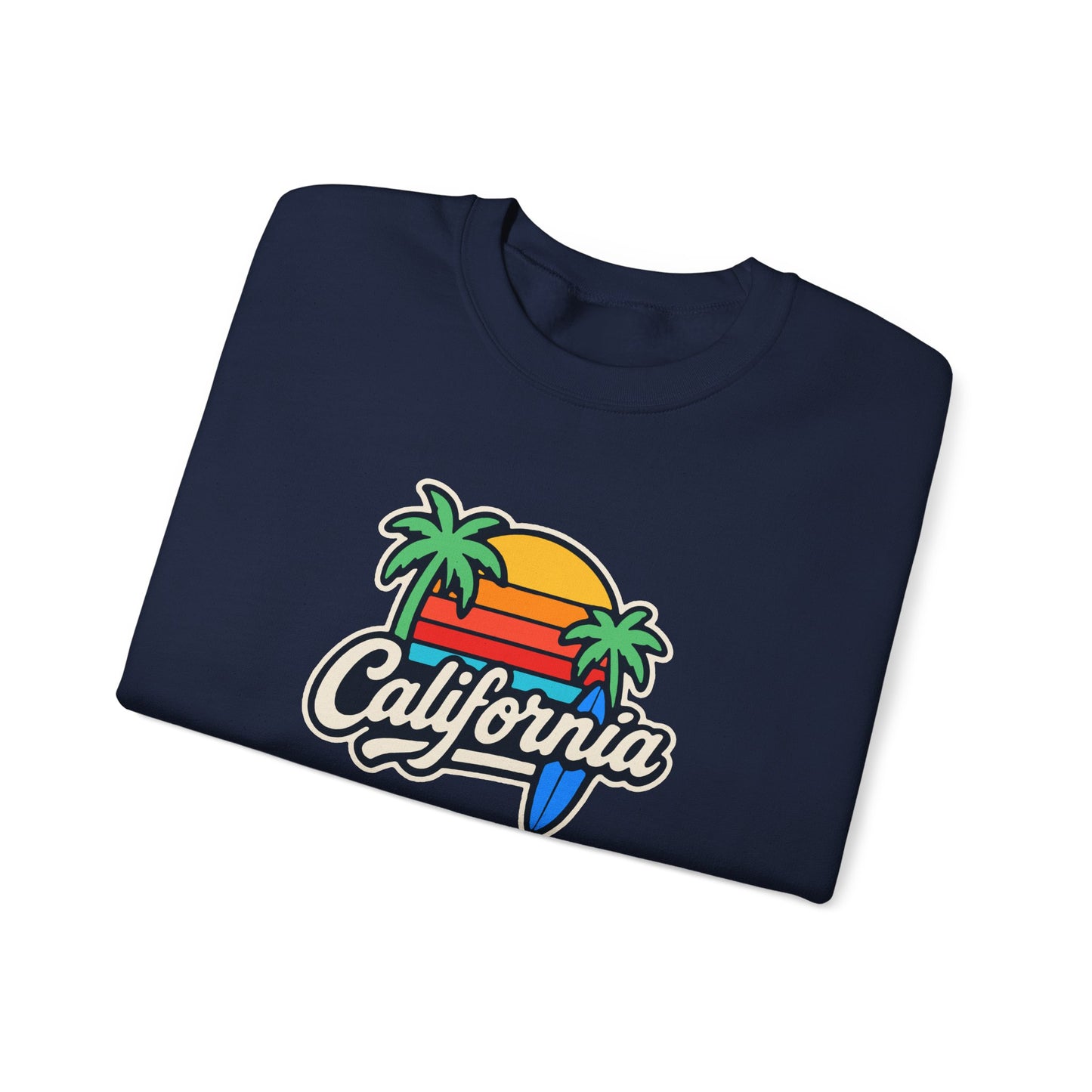 California Sunset Crewneck Sweatshirt, Cozy Sweatshirt, Unisex Pullover, Graphic Tee, Beach Lifestyle Apparel, Casual Wear, Gift for Him/Her