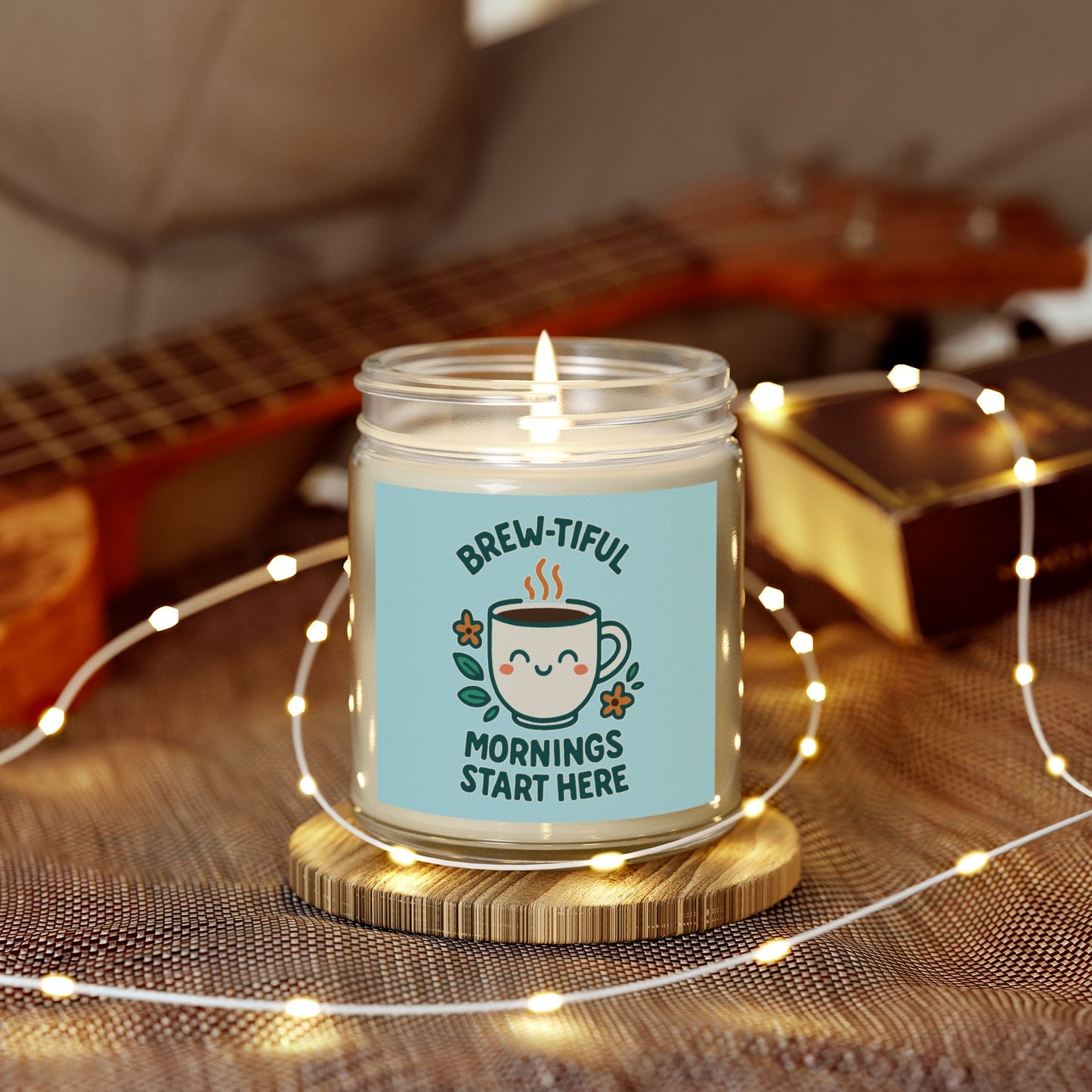 Brew-tiful Mornings Scented Candle, Coconut Apricot Wax, Relaxing Home Decor, Gift for Coffee Lovers, Cozy Atmosphere, Aromatherapy