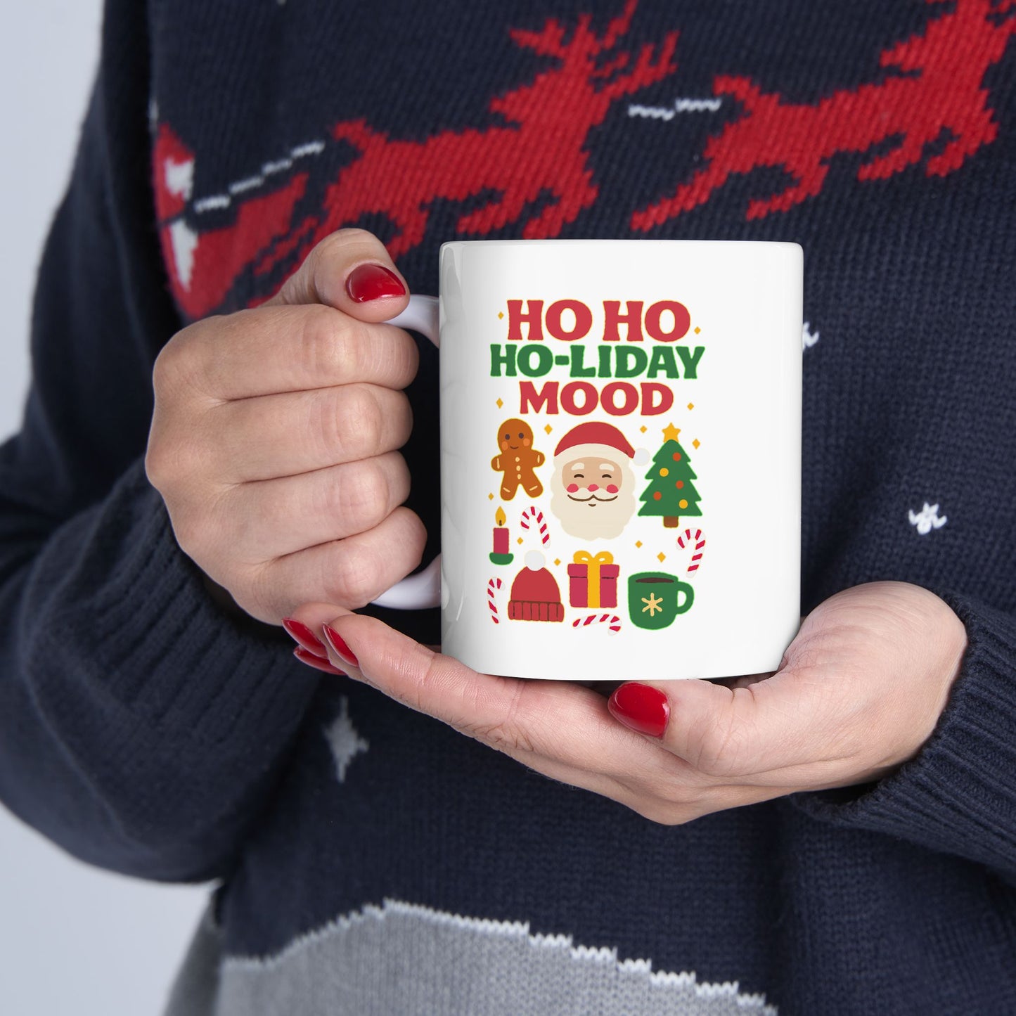 Festive Holiday Ceramic Mug, Christmas Coffee Cup, Holiday Gift Mug, Cute Gingerbread Design, Cozy Winter Drinkware