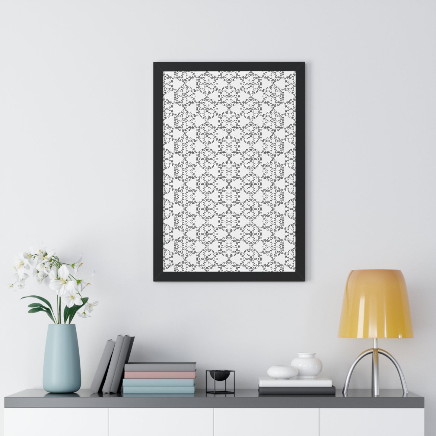 Elegant Geometric Framed Vertical Poster, Home Decor Art, Wall Art, Bohemian Vibes, Modern Design, Gift for Art Lovers