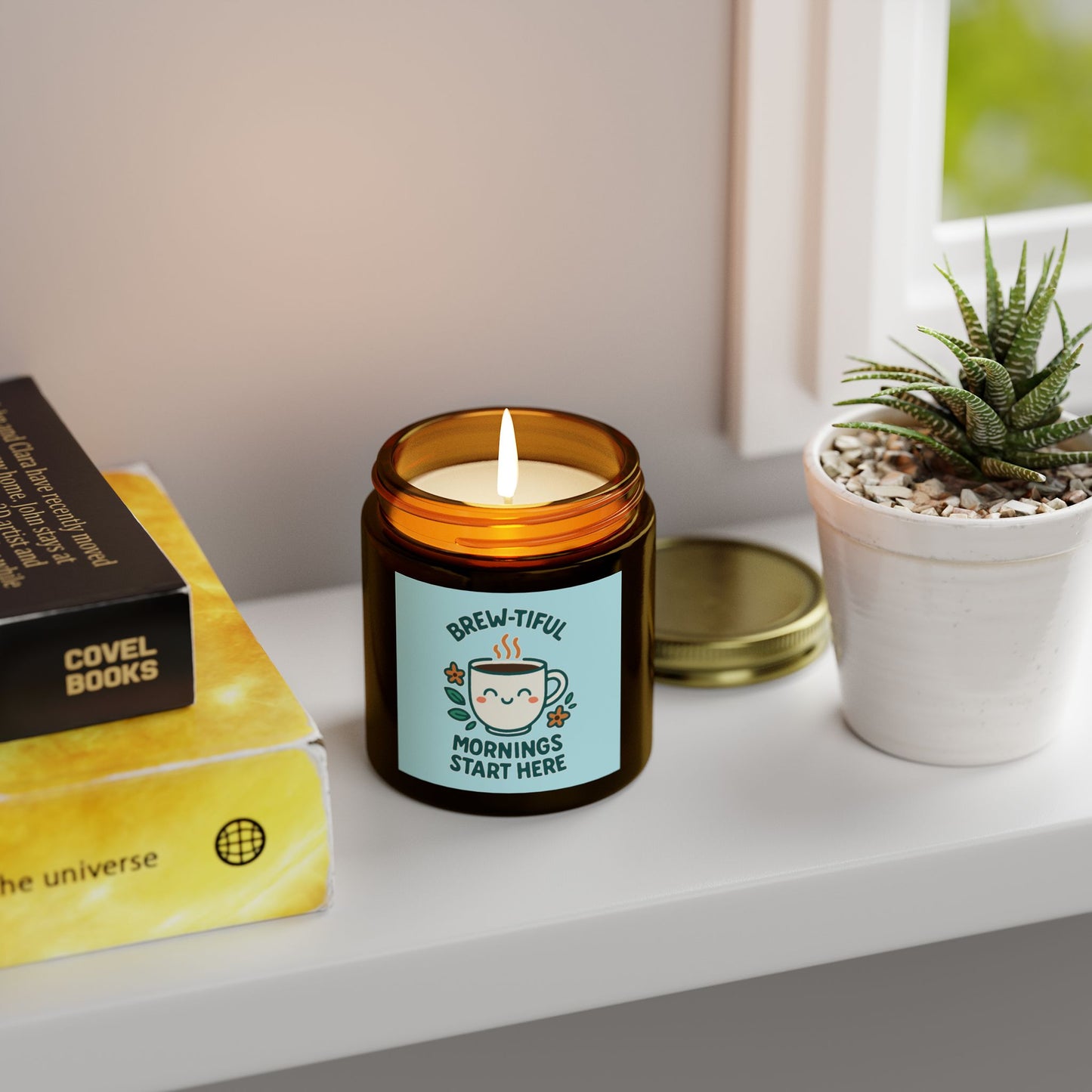 Brew-tiful Mornings Scented Candle, Coconut Apricot Wax, Relaxing Home Decor, Gift for Coffee Lovers, Cozy Atmosphere, Aromatherapy