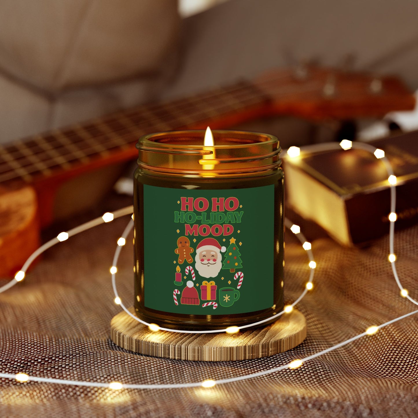 Ho Ho Ho-liday Mood Scented Candle, Coconut Apricot Wax, Relaxing Home Decor, Gift for Xmas Lovers, Cozy Atmosphere, Aromatherapy