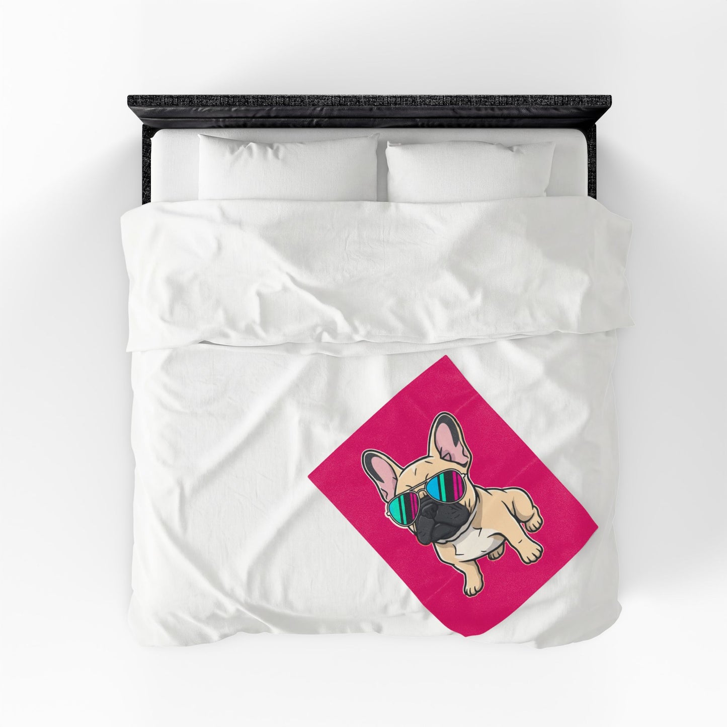 French Bulldog with Sunglasses - Plush Blanket