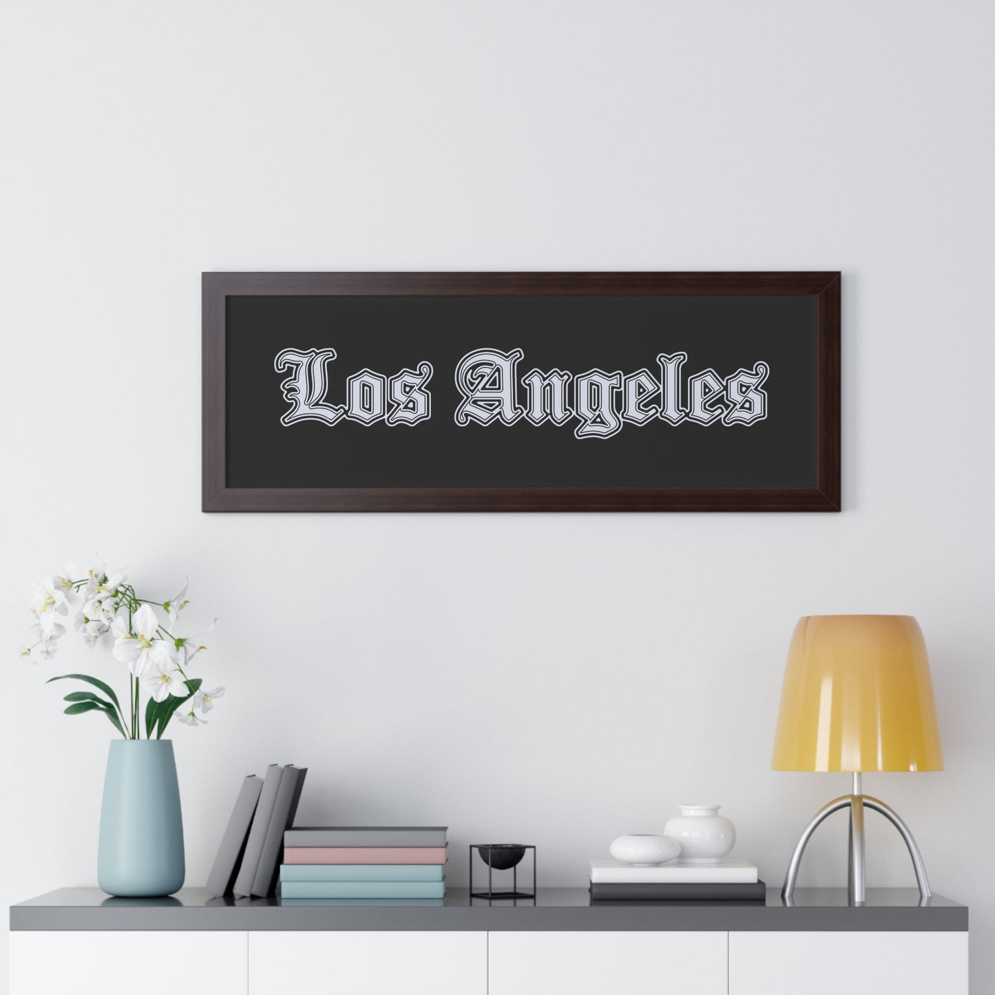 Los Angeles Framed Horizontal Poster, Wall Art, Home Decor, Gift for LA Lovers, Modern Wall Art, Interior Decoration - Silver Edition
