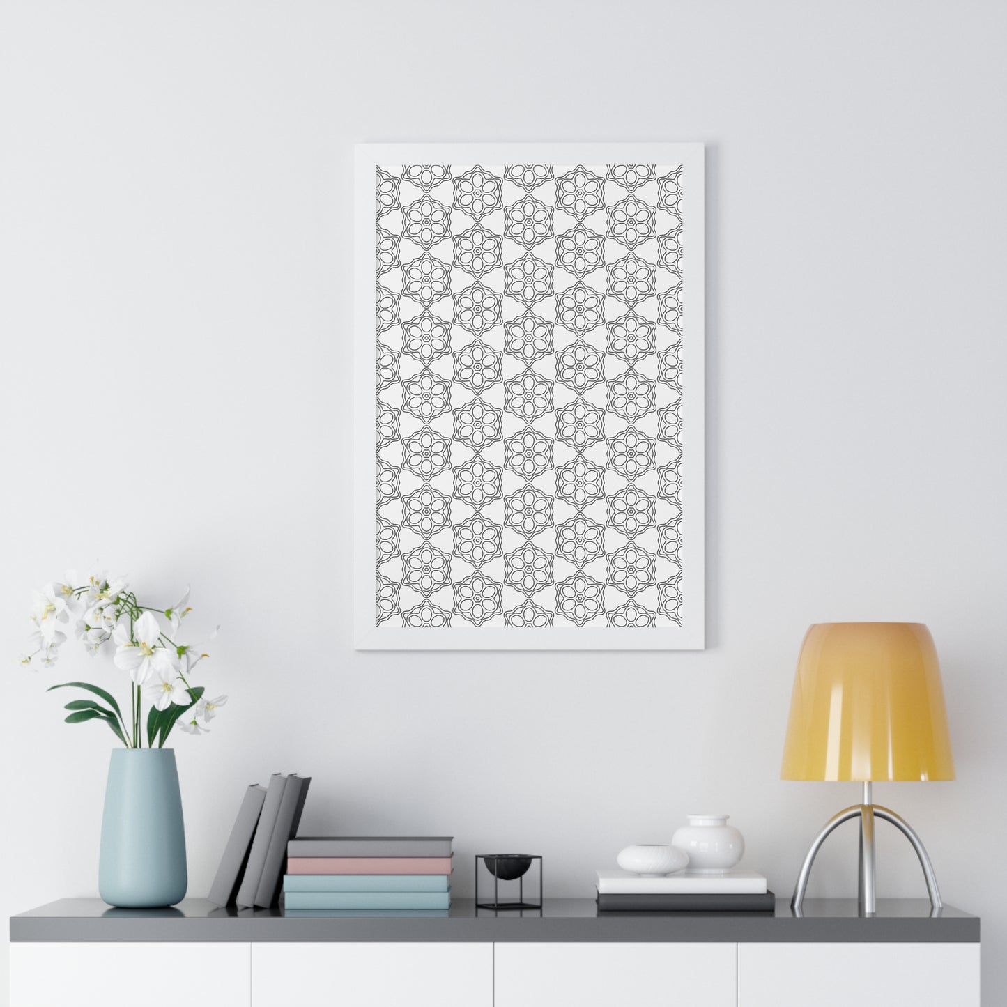 Elegant Geometric Framed Vertical Poster, Home Decor Art, Wall Art, Bohemian Vibes, Modern Design, Gift for Art Lovers