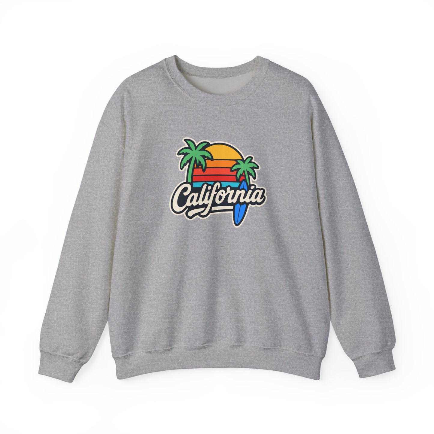 California Sunset Crewneck Sweatshirt, Cozy Sweatshirt, Unisex Pullover, Graphic Tee, Beach Lifestyle Apparel, Casual Wear, Gift for Him/Her