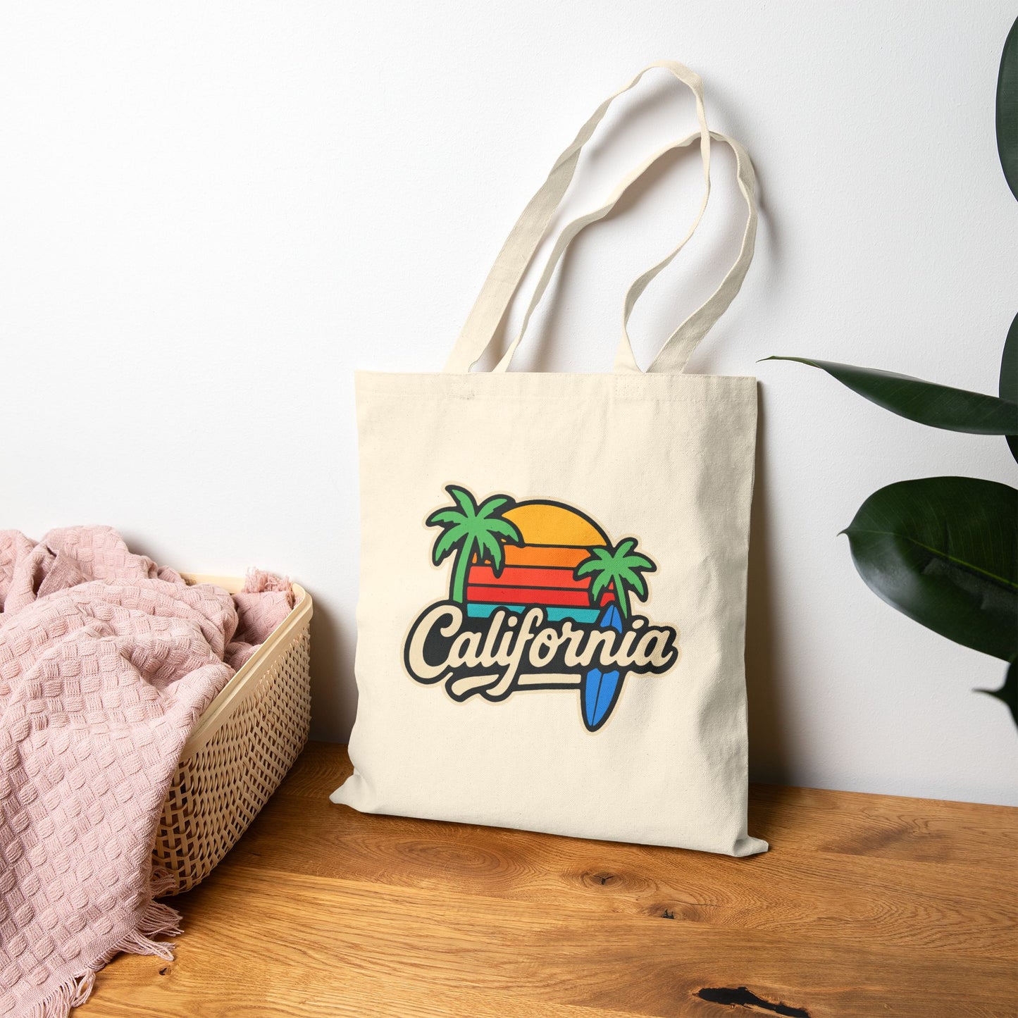 California Sunset Tote Bag, Eco-Friendly Shopping Bag, Beach Bag, Summer Vibes Gift, Travel Tote, Reusable Canvas Bag