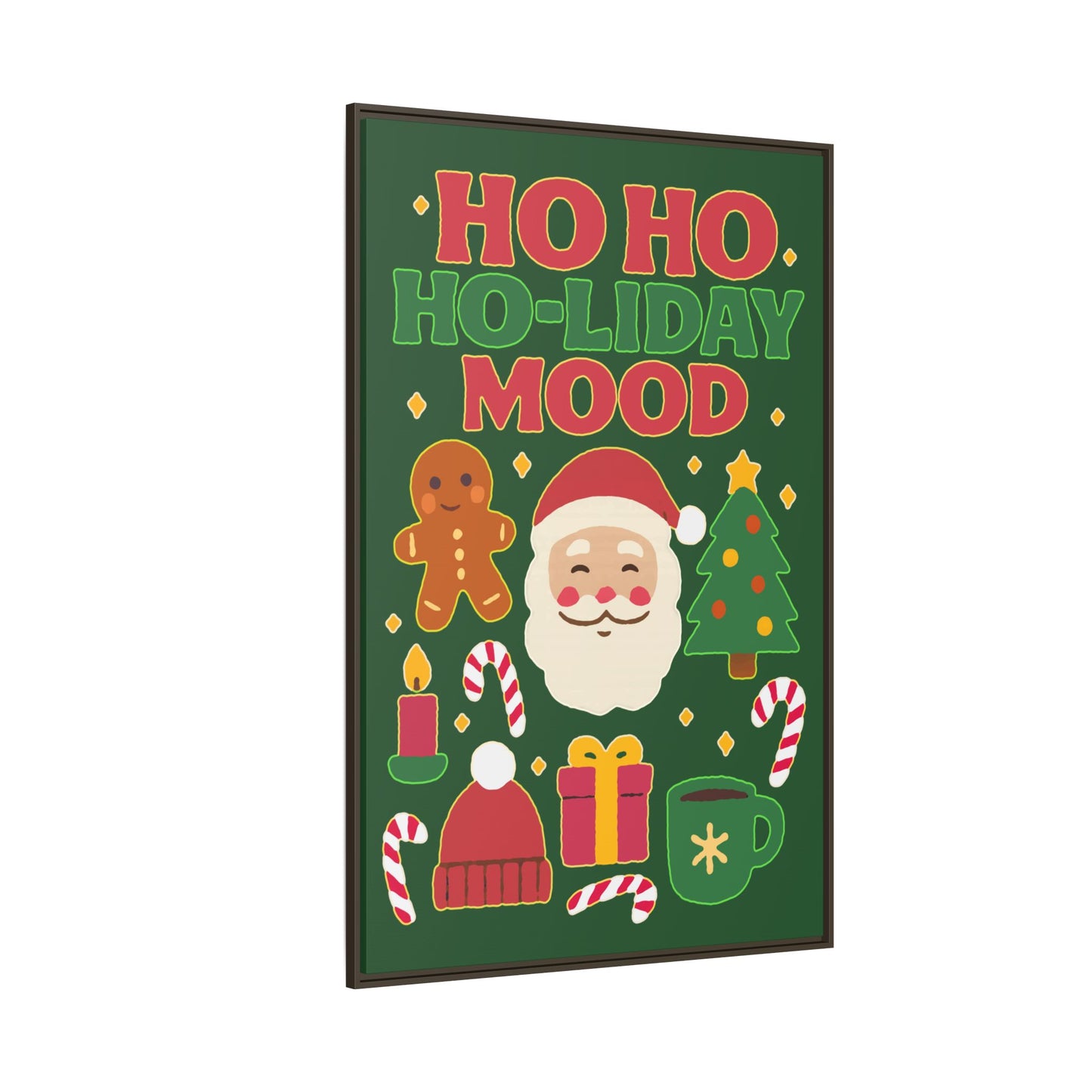 Framed Canvas Art, Festive Holiday, Cheerful Wall Art for Christmas, Santa Decor, Ho Ho Ho Seasonal Gift, Holiday Mood Wall Art