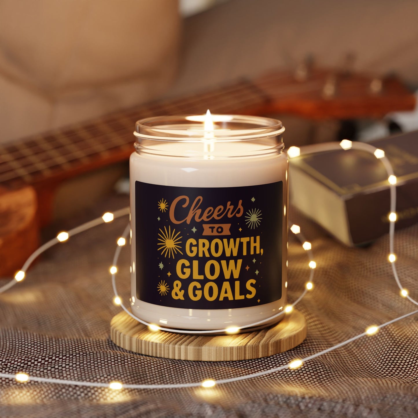 Inspirational Scented Soy Candle, Cheers to Growth, Glow & Goals, Motivational Gift, Home Decor, Wellness Candle, Relaxation