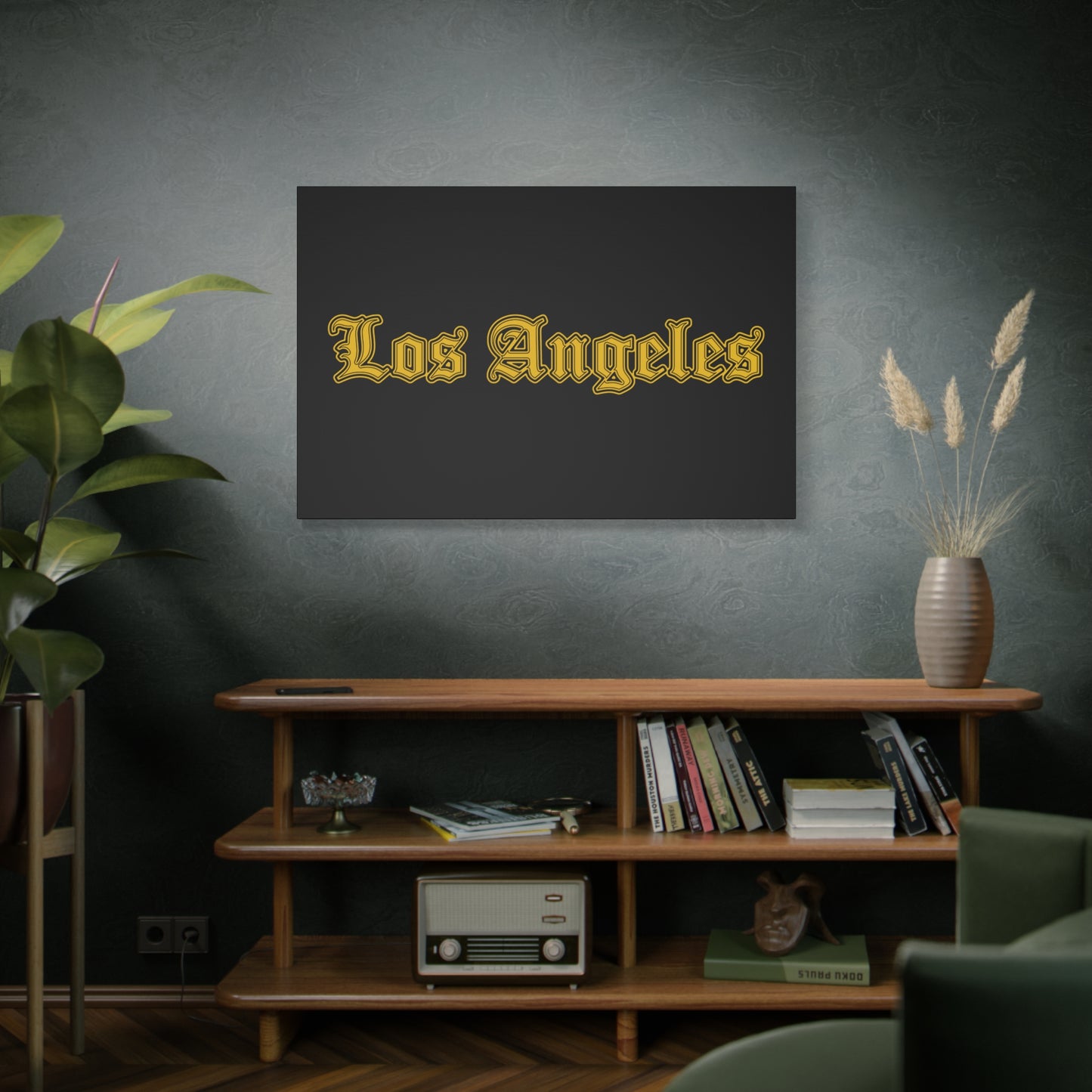 Los Angeles Stretched Canvas Art Print, Urban Home Decor, Gift for LA Lovers, Modern Art Piece - Golden Edition