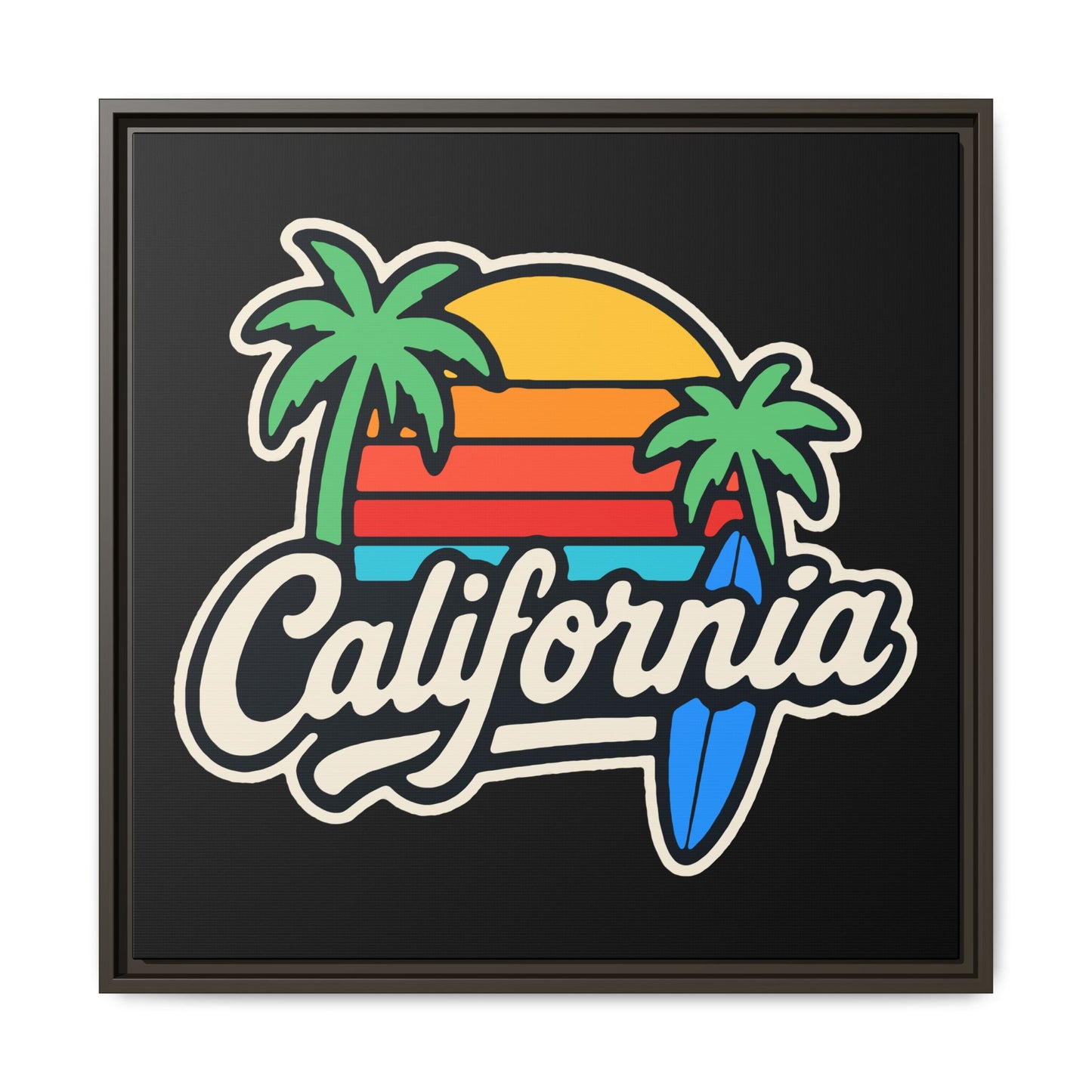 California Sunset Canvas Art, Framed Wall Decor, Tropical Beach Vibe, Home & Office Decor, Gift for Beach Lovers, Summer Art