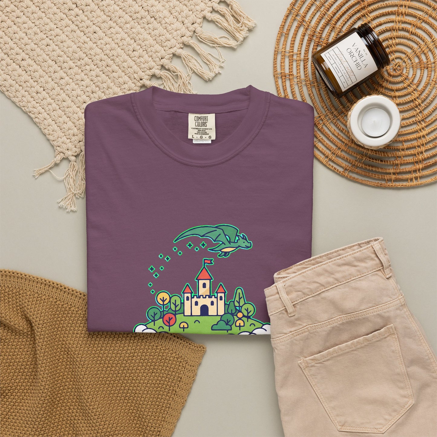 Floating Castle Dragon - Magical Fantasy Island - T-Shirt