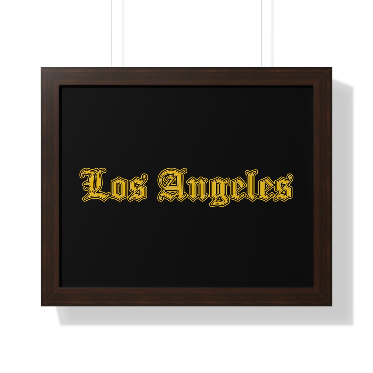 Los Angeles Framed Poster, Urban Wall Art for Home Decor, Cityscape Gift, Interior Design Accent, Modern Typography Decor - Golden Edition