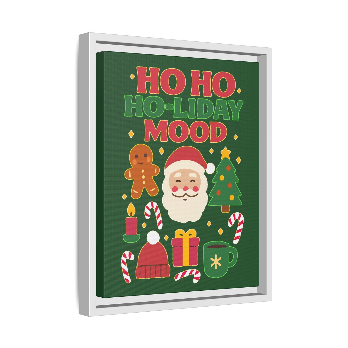 Framed Canvas Art, Festive Holiday, Cheerful Wall Art for Christmas, Santa Decor, Ho Ho Ho Seasonal Gift, Holiday Mood Wall Art