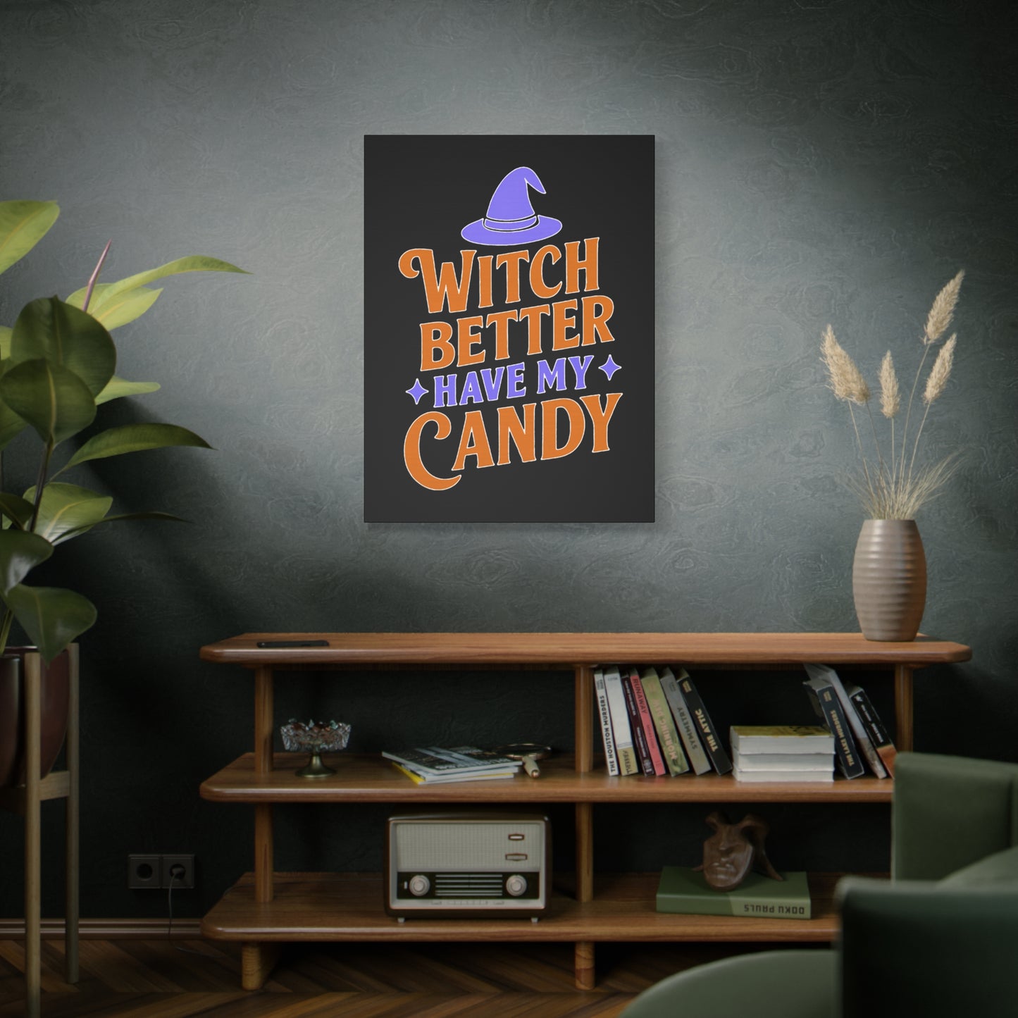 Halloween Canvas Wall Art, Witch Better Have My Candy Sign, Spooky Decor, Trick or Treat Wall Hanging, Fall Home Decor, October Celebration