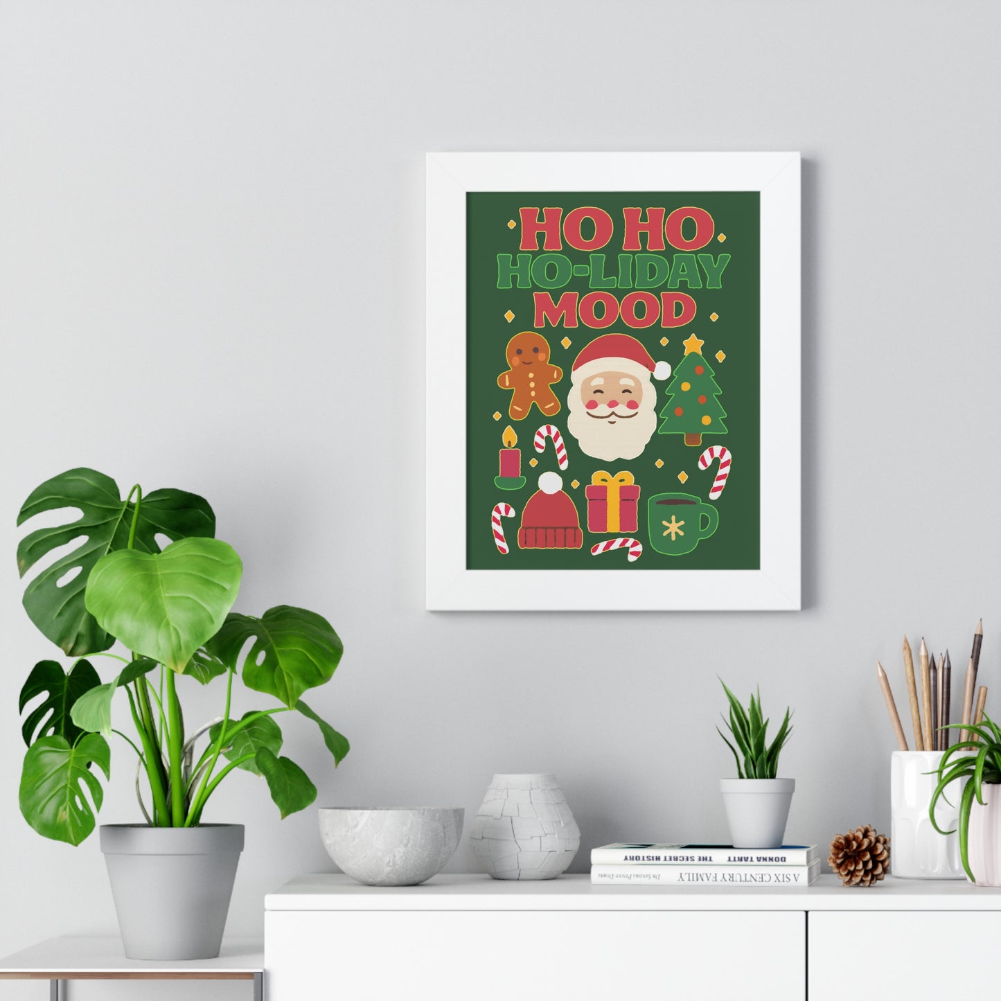 Festive Holiday Poster Print, Cheerful Wall Art for Christmas, Santa Decor, Ho Ho Ho Seasonal Gift, Holiday Mood Wall Art