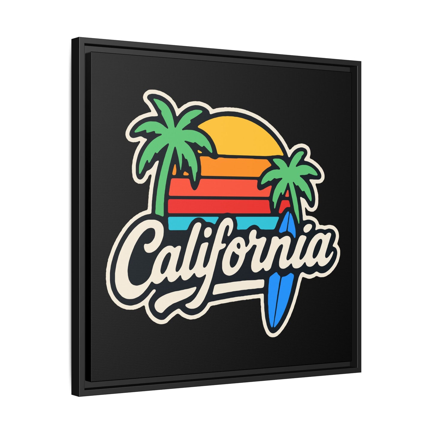California Sunset Canvas Art, Framed Wall Decor, Tropical Beach Vibe, Home & Office Decor, Gift for Beach Lovers, Summer Art