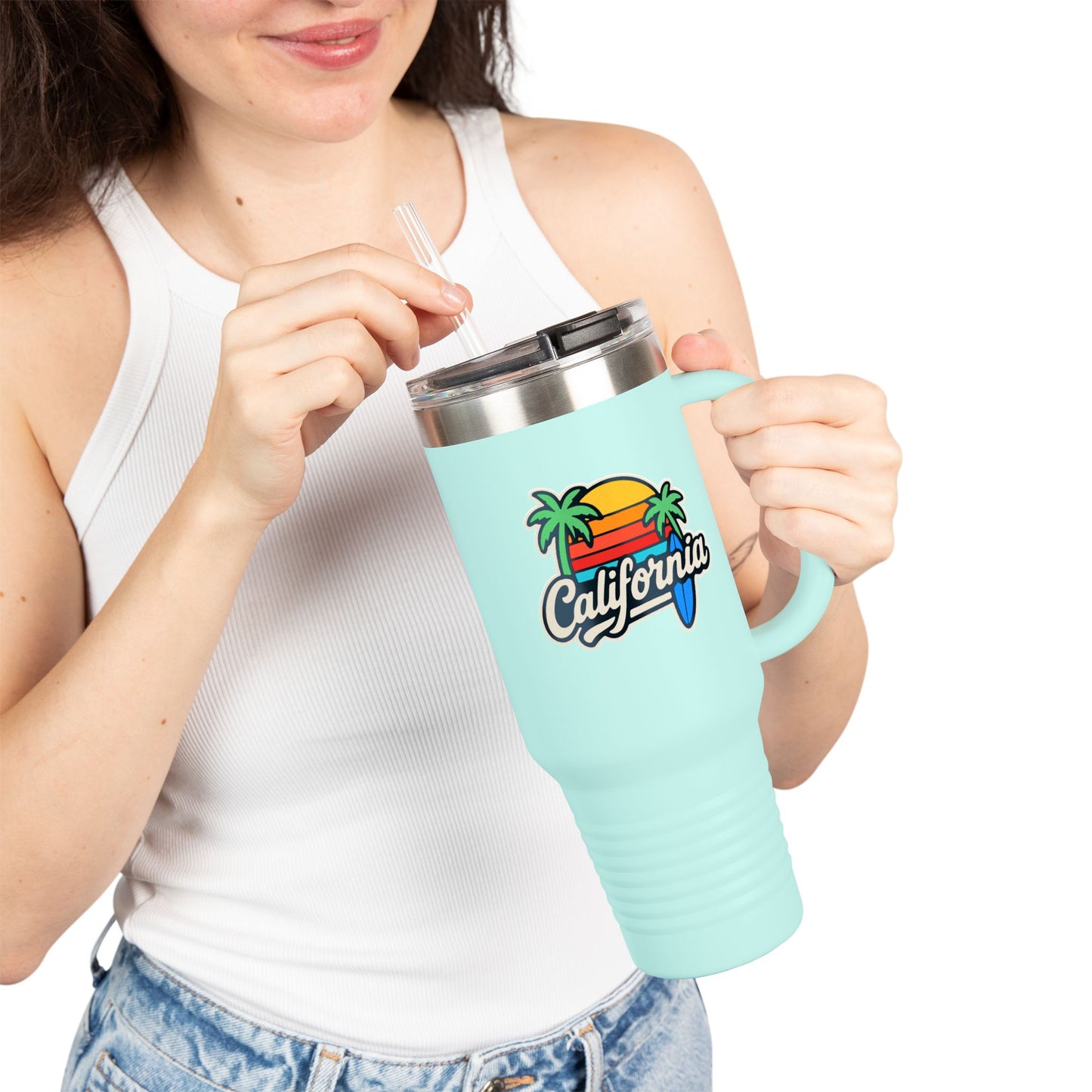 California Insulated Travel Mug - 40oz, Perfect for Road Trips, Outdoor Adventures, Gift for Travelers, Beach Lovers, Summer Vibes