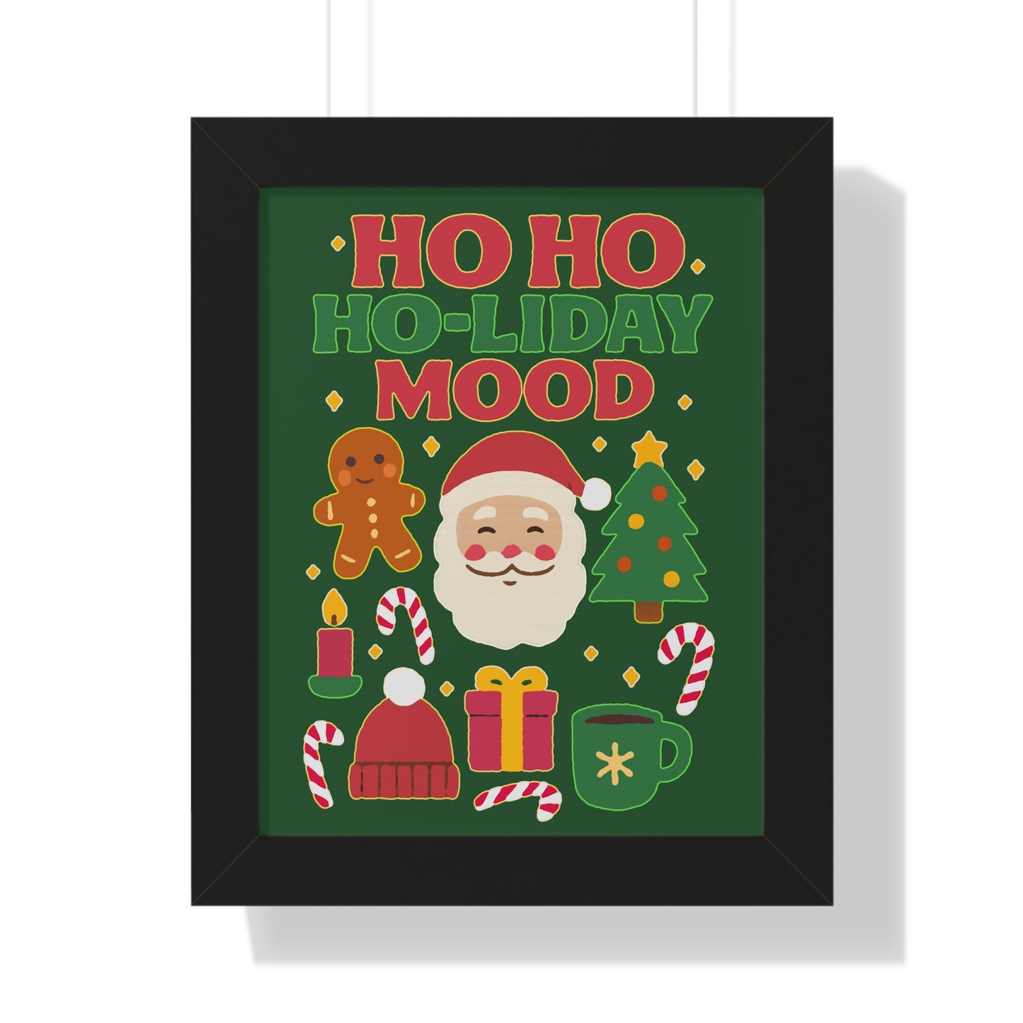 Festive Holiday Poster Print, Cheerful Wall Art for Christmas, Santa Decor, Ho Ho Ho Seasonal Gift, Holiday Mood Wall Art