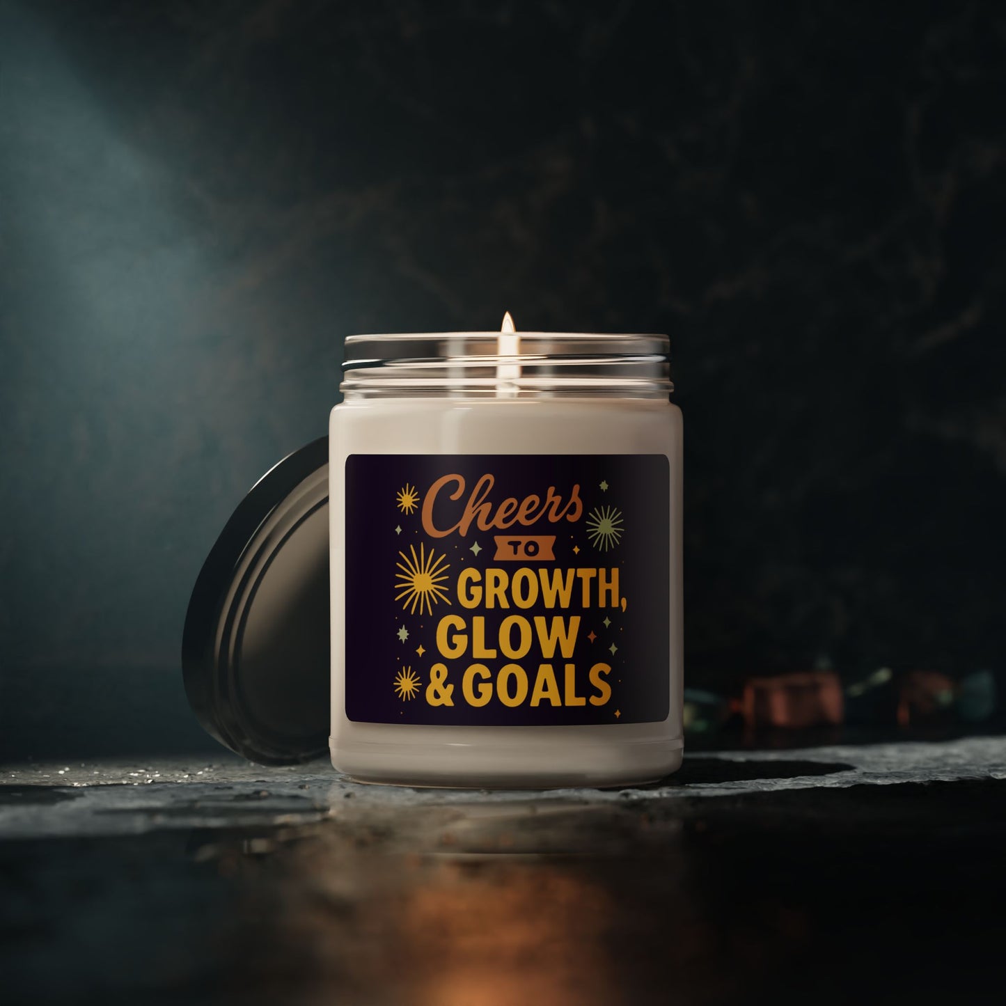 Inspirational Scented Soy Candle, Cheers to Growth, Glow & Goals, Motivational Gift, Home Decor, Wellness Candle, Relaxation