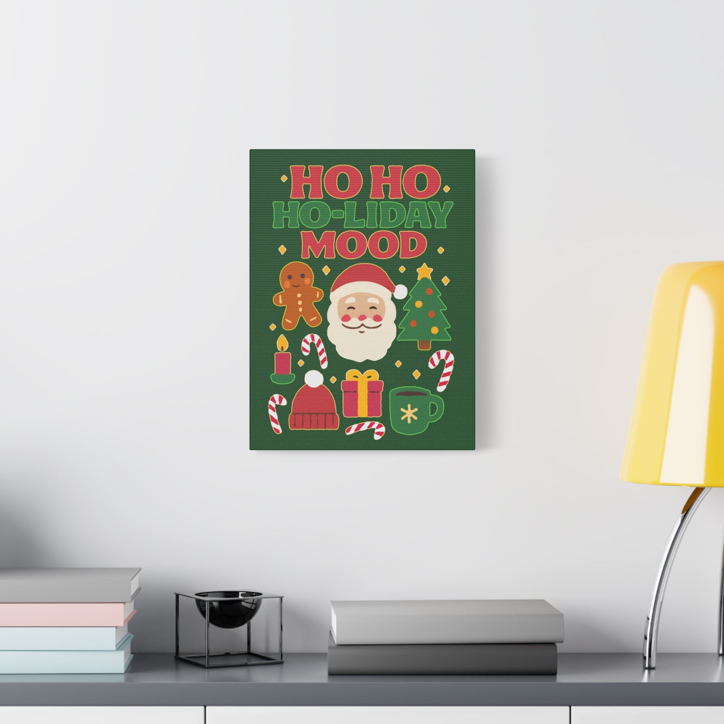 Holiday Canvas Wall Art, Festive Decor for Christmas, Santa and Gingerbread Vibe, Seasonal Home Decoration, Gift for Christmas Lovers