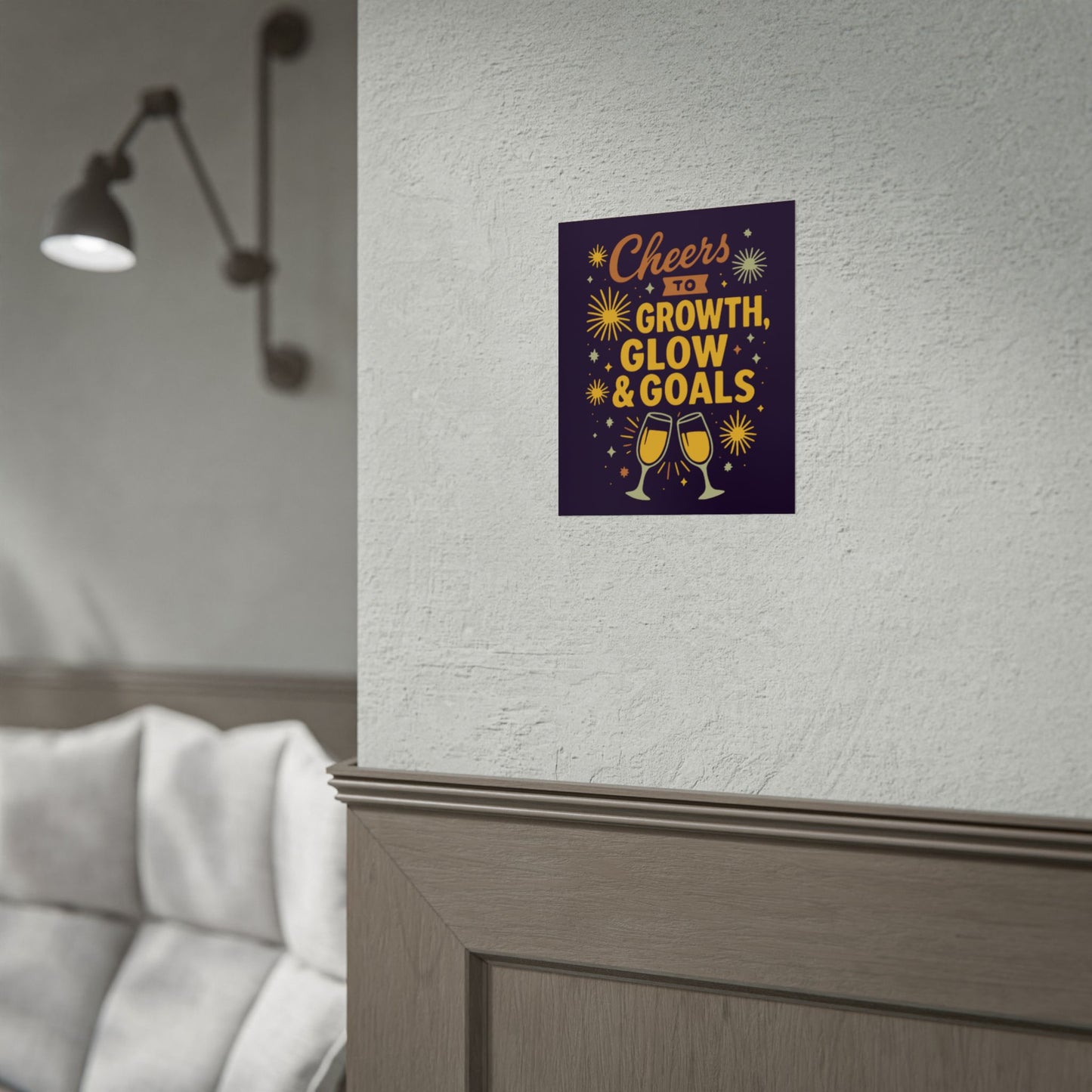 Celebratory Motivational Poster, Cheers to Growth Glow & Goals Print, Inspirational Wall Art, Goal Setting Motivation Decor, New Year Vibes