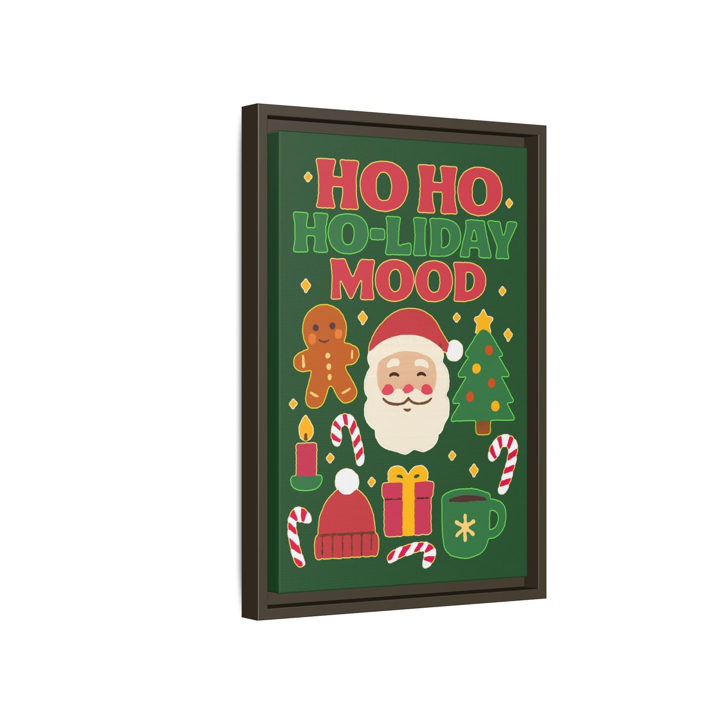 Framed Canvas Art, Festive Holiday, Cheerful Wall Art for Christmas, Santa Decor, Ho Ho Ho Seasonal Gift, Holiday Mood Wall Art
