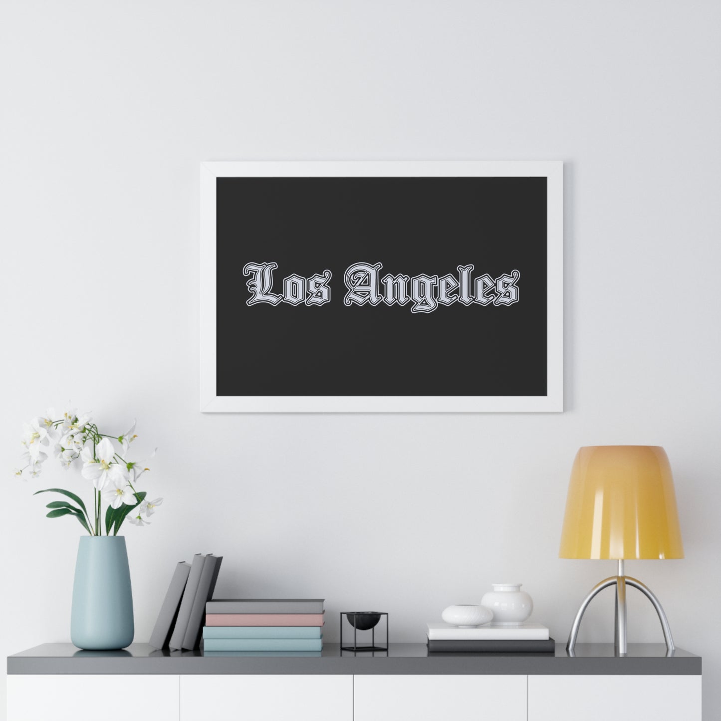 Los Angeles Framed Horizontal Poster, Wall Art, Home Decor, Gift for LA Lovers, Modern Wall Art, Interior Decoration - Silver Edition
