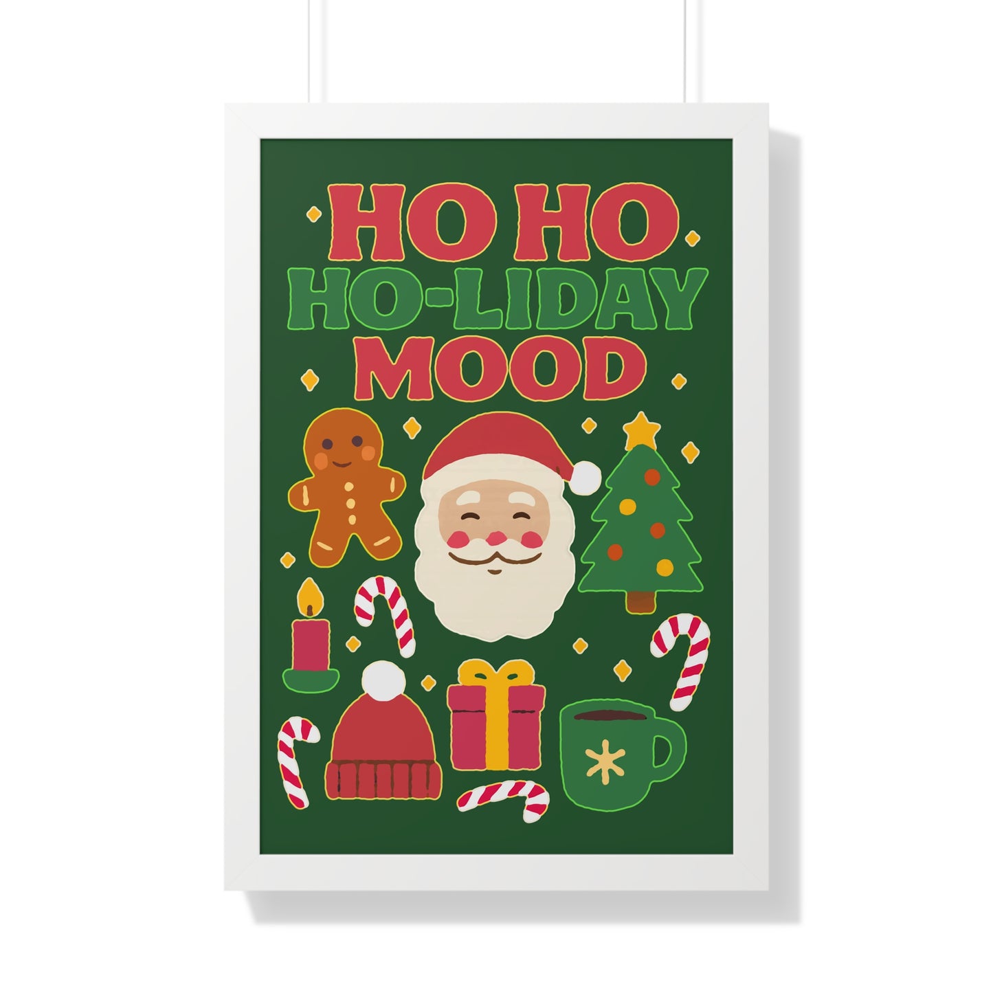 Festive Holiday Poster Print, Cheerful Wall Art for Christmas, Santa Decor, Ho Ho Ho Seasonal Gift, Holiday Mood Wall Art