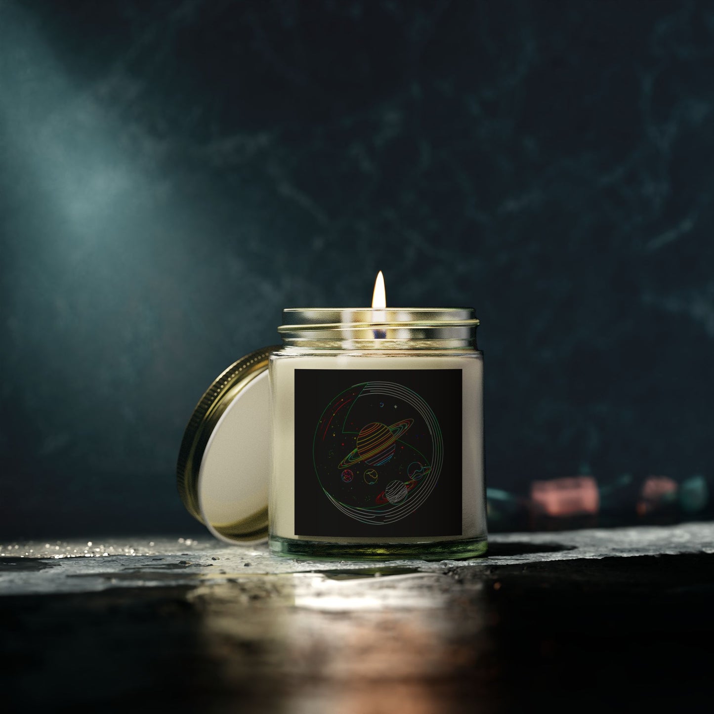Galactic Scented Candles, Cosmic Coconut Apricot Wax, Space Candle Gift, Planets Decor, Aromatherapy Candle
