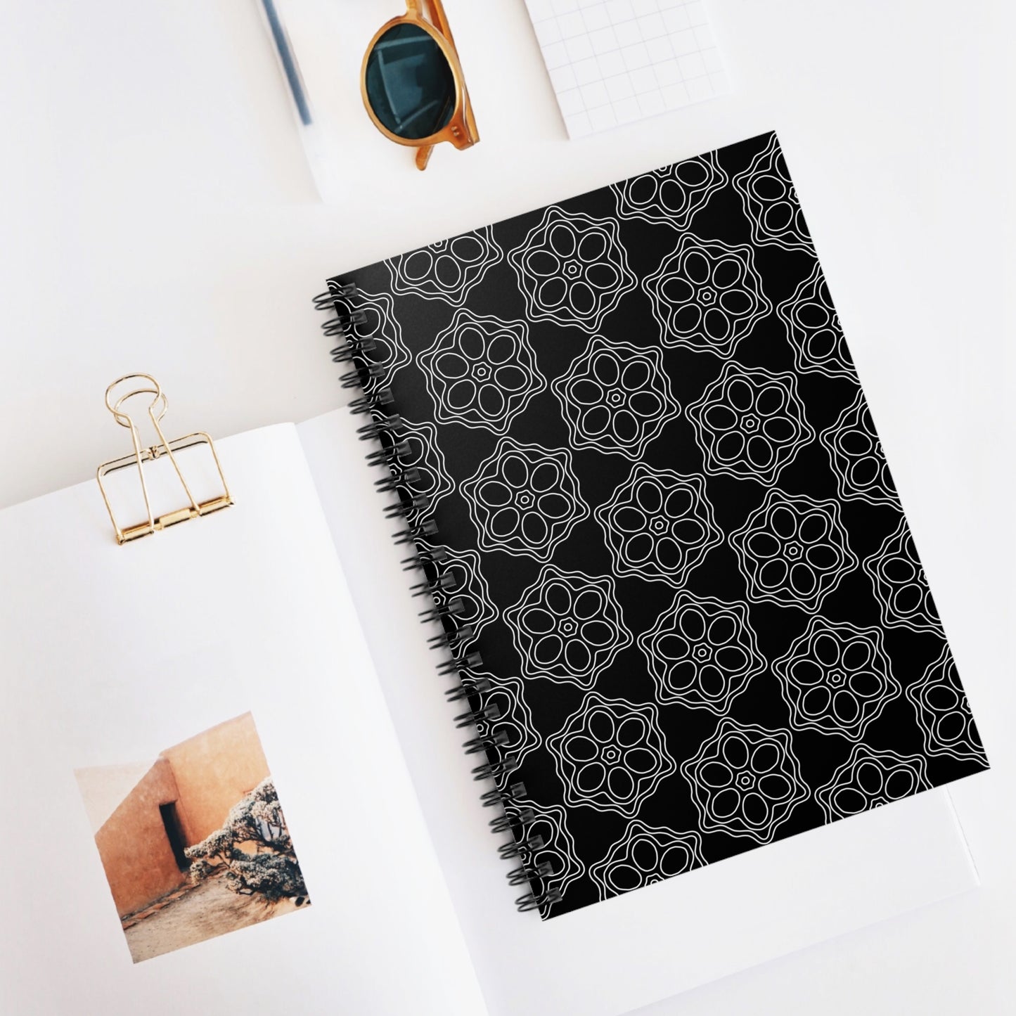 Geometric Sacred Flower - Spiral Notebook