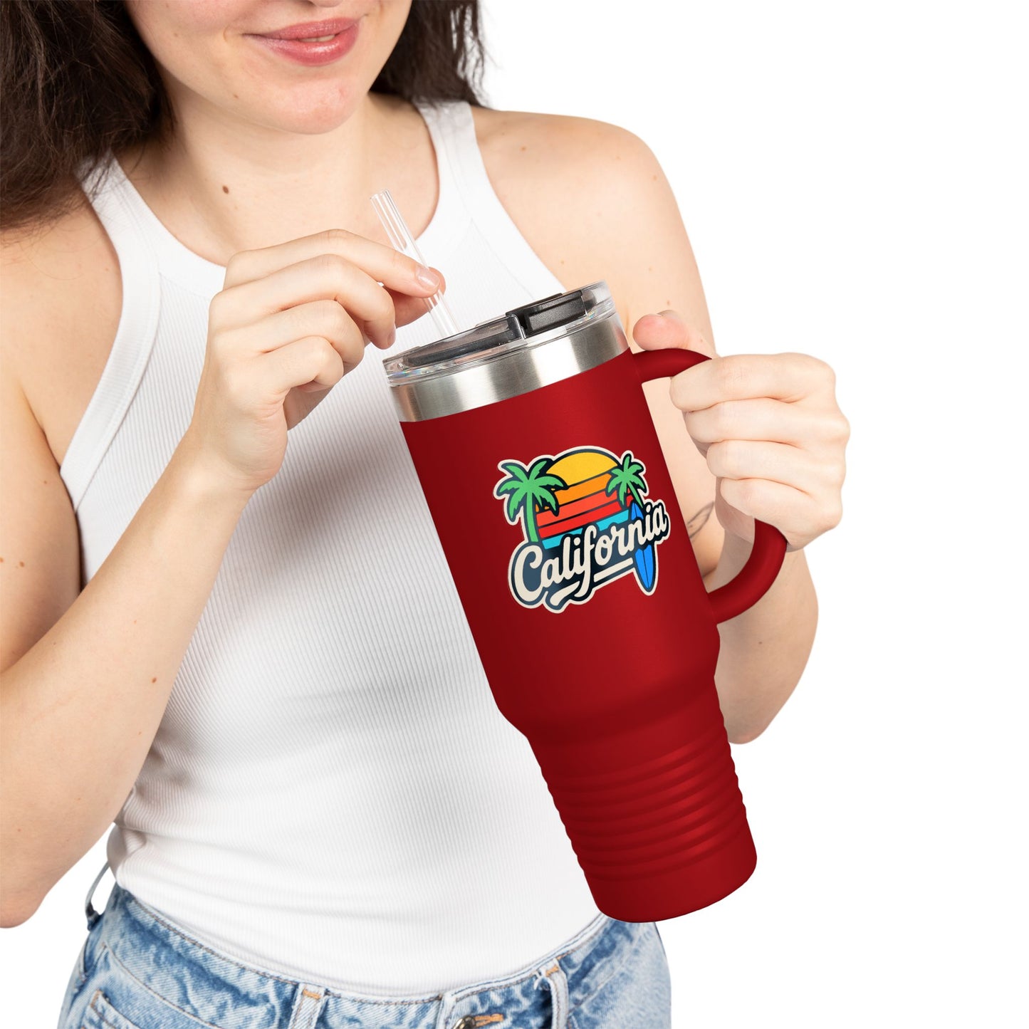 California Insulated Travel Mug - 40oz, Perfect for Road Trips, Outdoor Adventures, Gift for Travelers, Beach Lovers, Summer Vibes