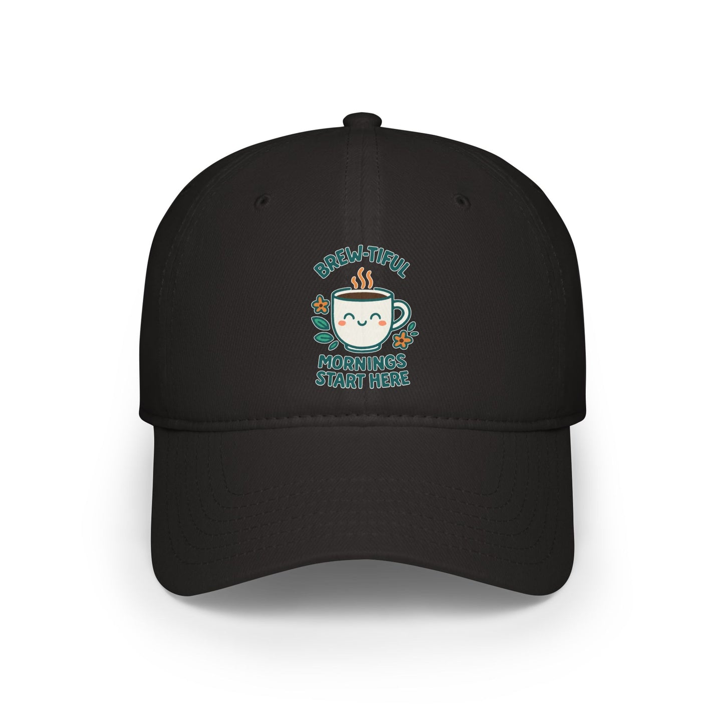 Stylish Low Profile Baseball Cap with Unique "Brew-tiful Morning Start Here" Design, Casual Hat, Fashion Accessory, Outdoor Gear, Gift for Him/Her