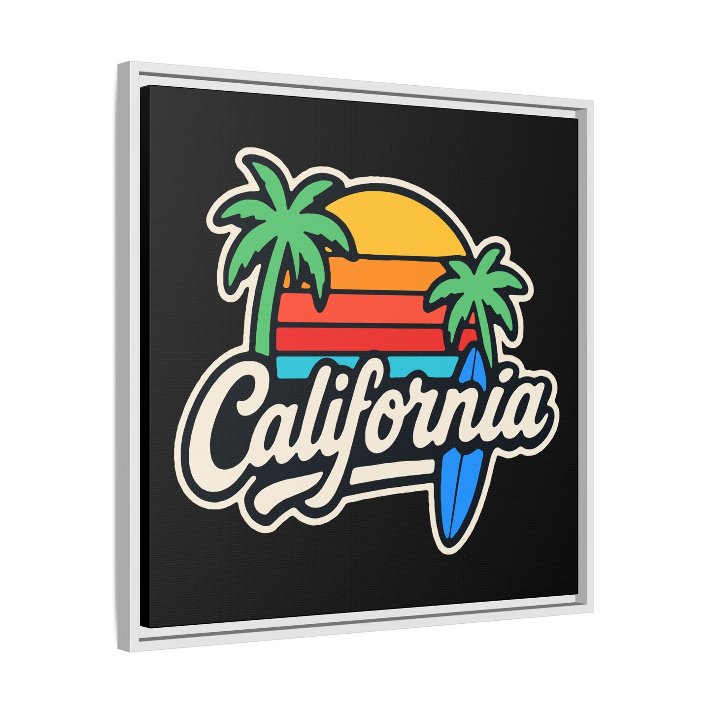 California Sunset Canvas Art, Framed Wall Decor, Tropical Beach Vibe, Home & Office Decor, Gift for Beach Lovers, Summer Art