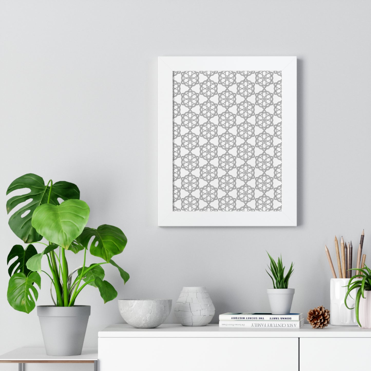 Elegant Geometric Framed Vertical Poster, Home Decor Art, Wall Art, Bohemian Vibes, Modern Design, Gift for Art Lovers
