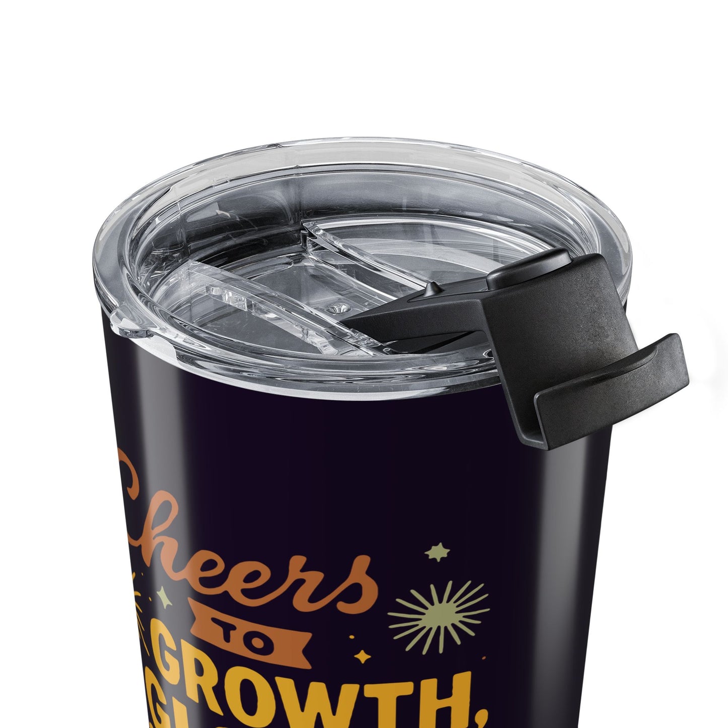 Growth, Glow & Goals Tumbler, 20oz Travel Mug for Positive Vibes Lovers, Motivational Gift, Coffee, Tea, Reusable