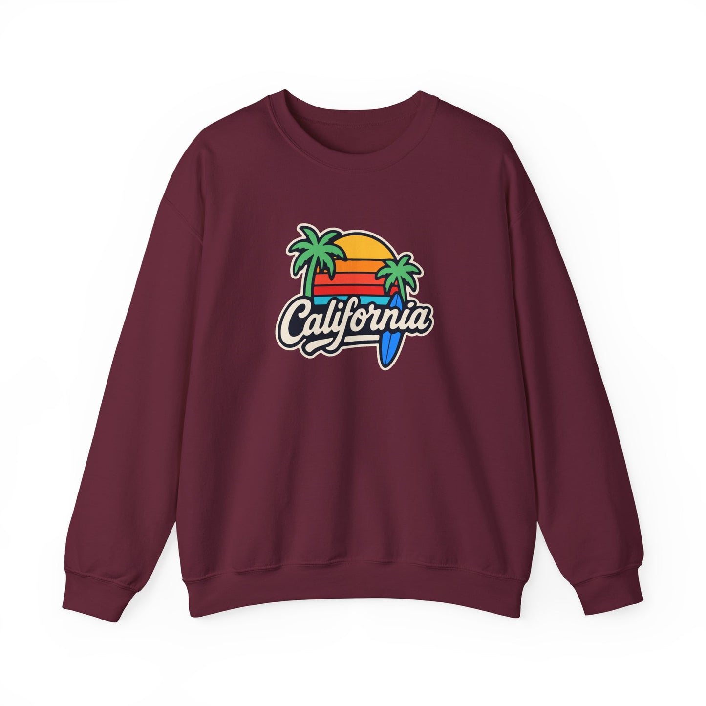 California Sunset Crewneck Sweatshirt, Cozy Sweatshirt, Unisex Pullover, Graphic Tee, Beach Lifestyle Apparel, Casual Wear, Gift for Him/Her
