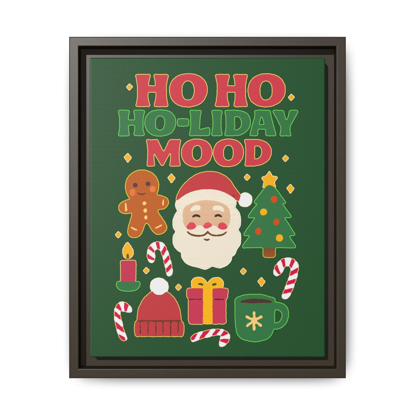 Framed Canvas Art, Festive Holiday, Cheerful Wall Art for Christmas, Santa Decor, Ho Ho Ho Seasonal Gift, Holiday Mood Wall Art