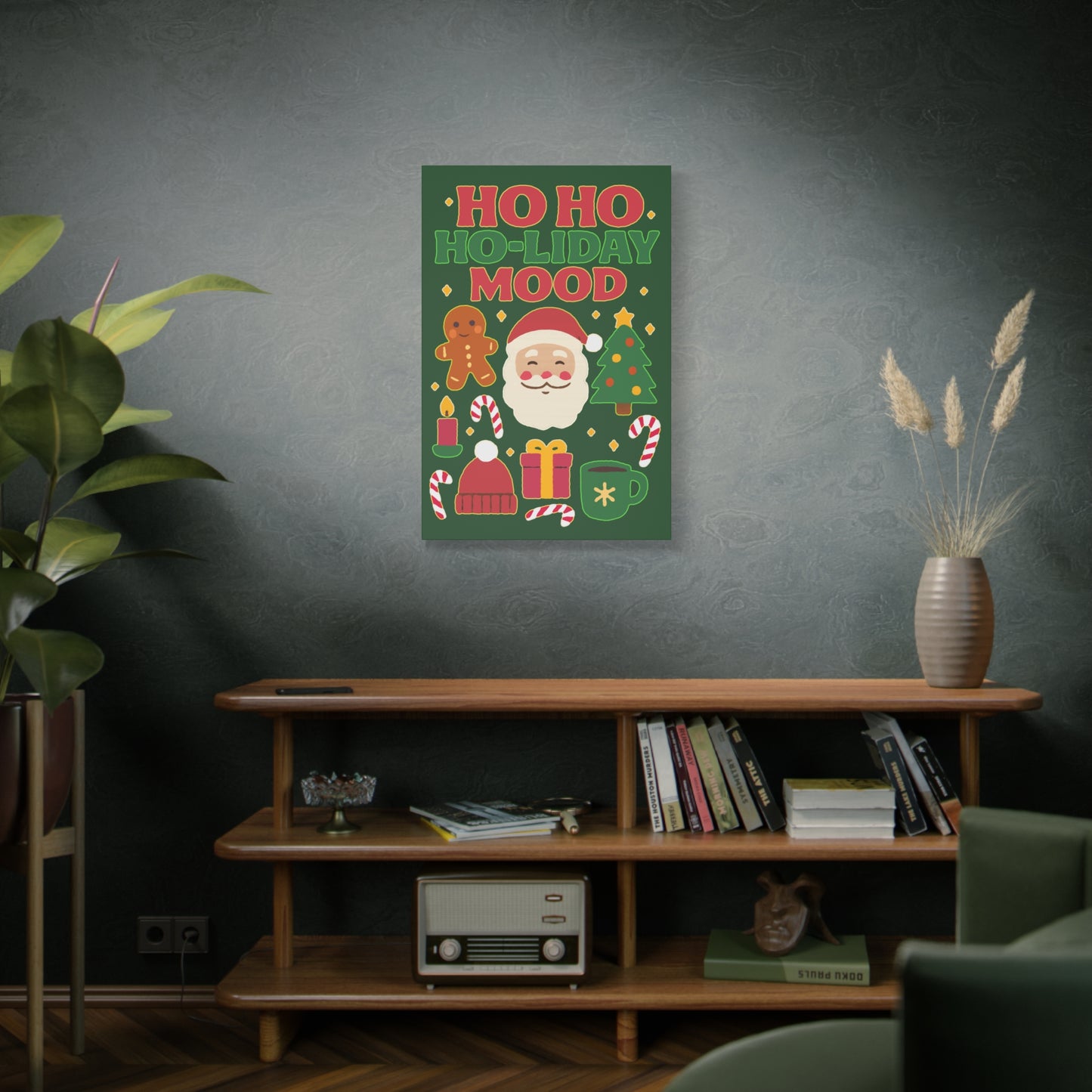 Holiday Canvas Wall Art, Festive Decor for Christmas, Santa and Gingerbread Vibe, Seasonal Home Decoration, Gift for Christmas Lovers