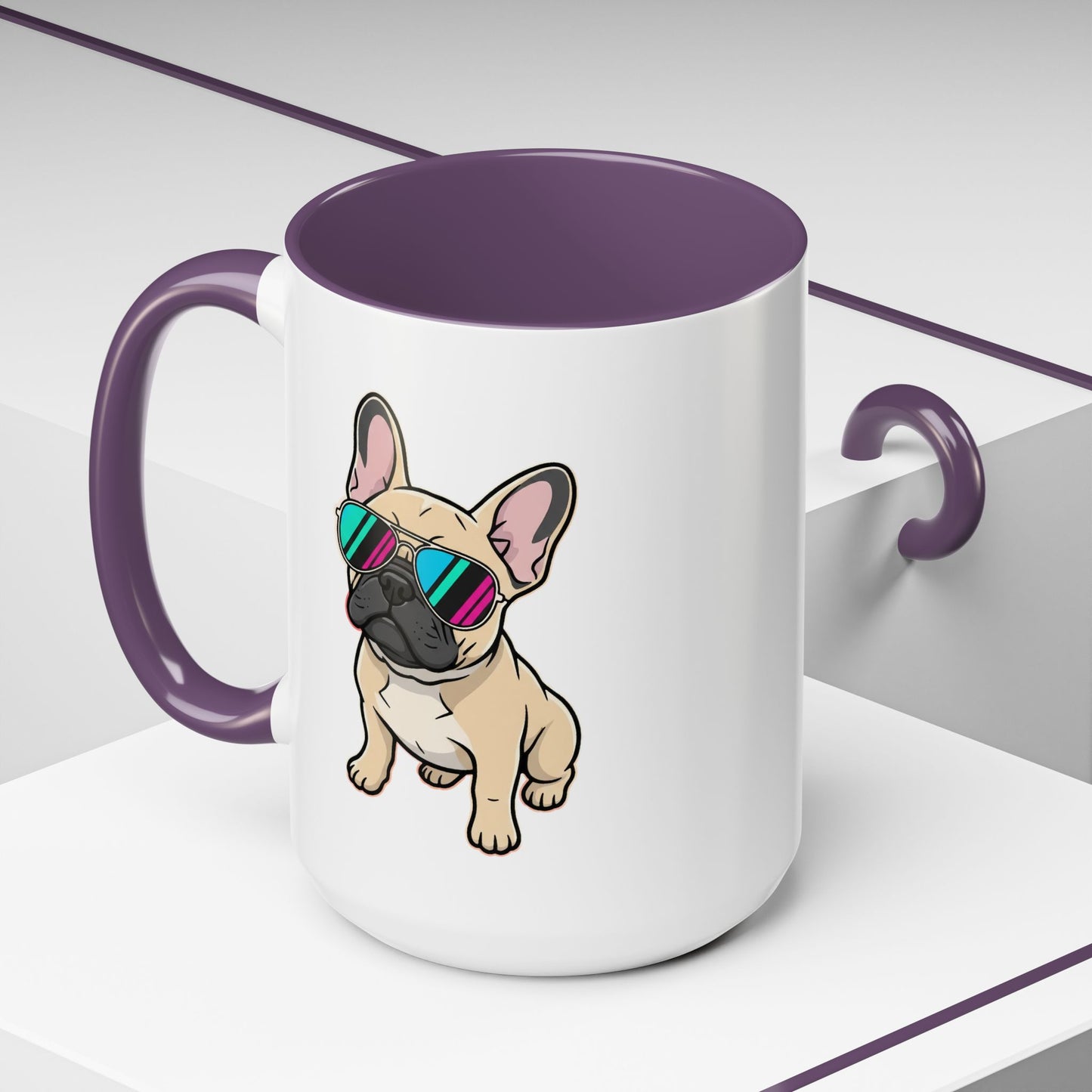 French Bulldog with Sunglasses - Color Accent Mug