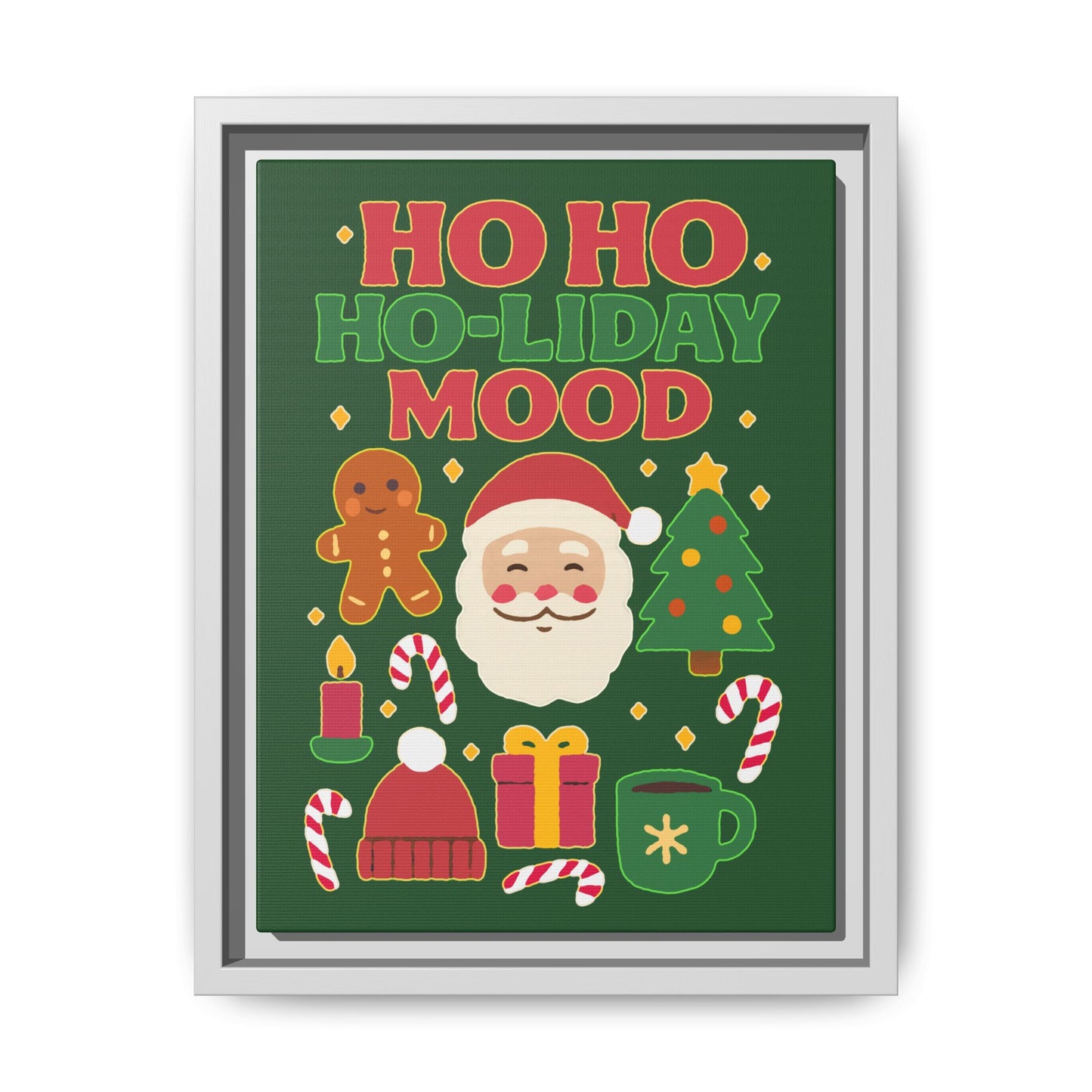 Framed Canvas Art, Festive Holiday, Cheerful Wall Art for Christmas, Santa Decor, Ho Ho Ho Seasonal Gift, Holiday Mood Wall Art