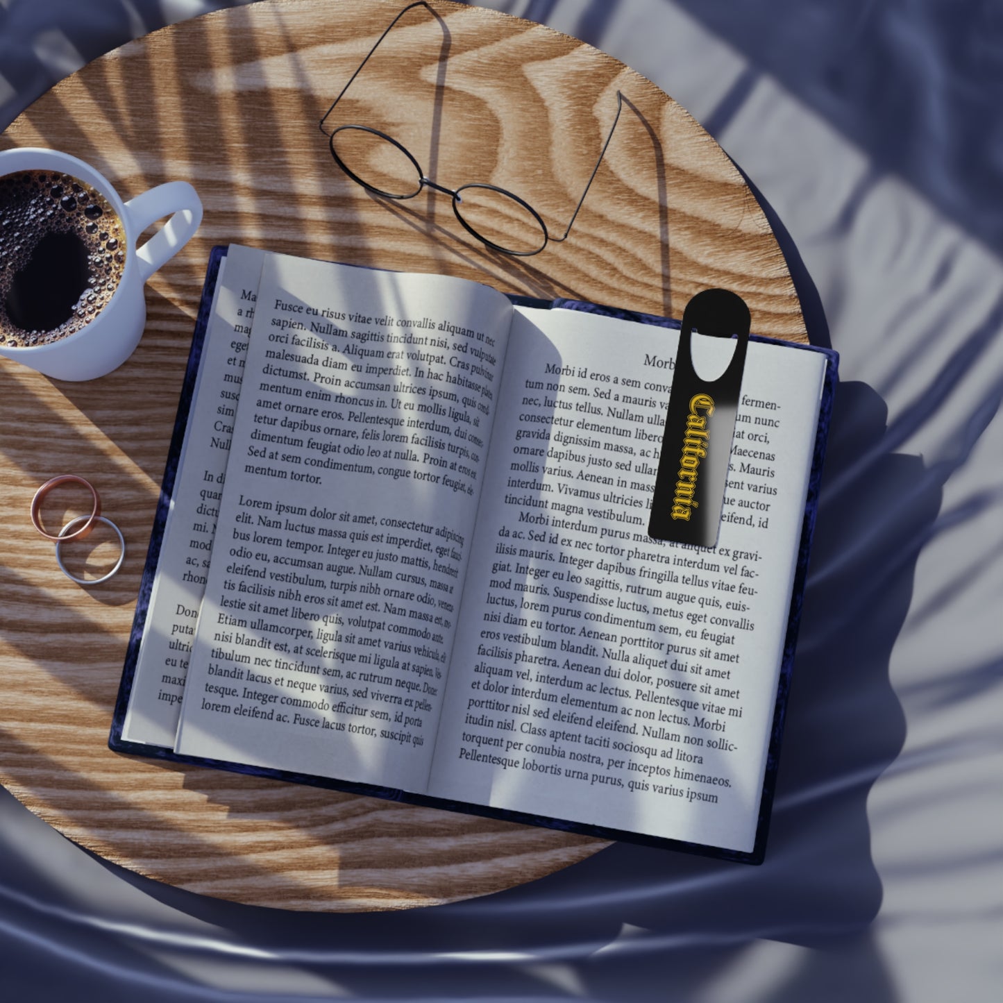 Stylish California Bookmark - Elegant Metal Page Marker - Golden Edition