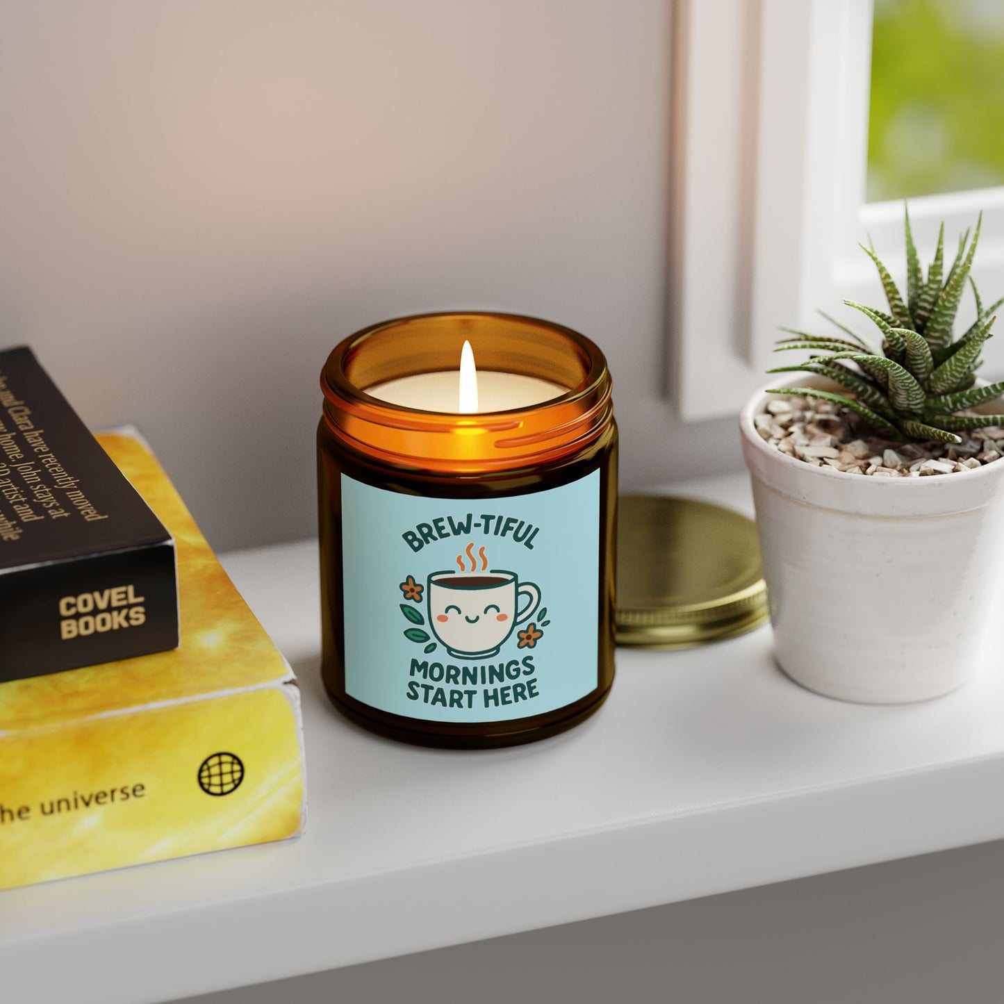 Brew-tiful Mornings Scented Candle, Coconut Apricot Wax, Relaxing Home Decor, Gift for Coffee Lovers, Cozy Atmosphere, Aromatherapy