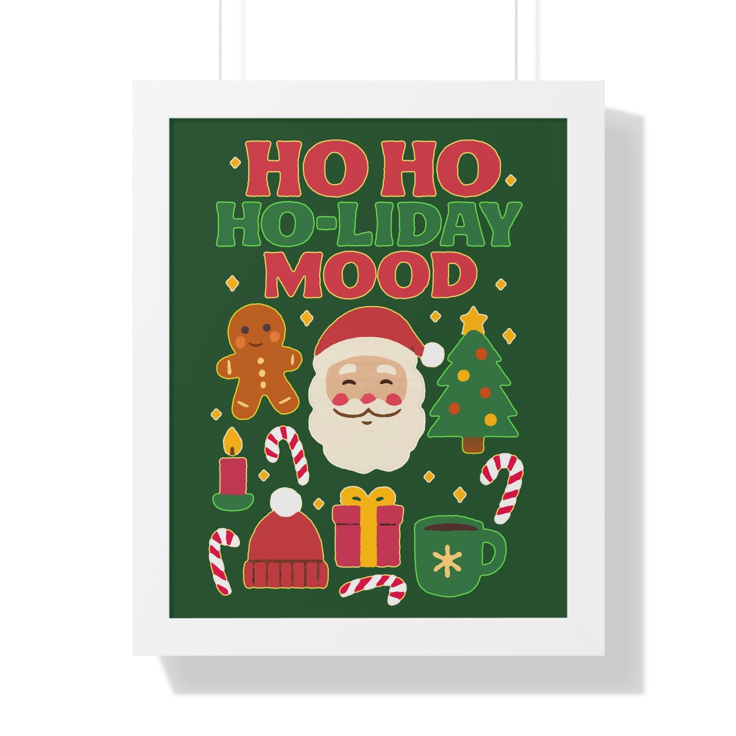 Festive Holiday Poster Print, Cheerful Wall Art for Christmas, Santa Decor, Ho Ho Ho Seasonal Gift, Holiday Mood Wall Art