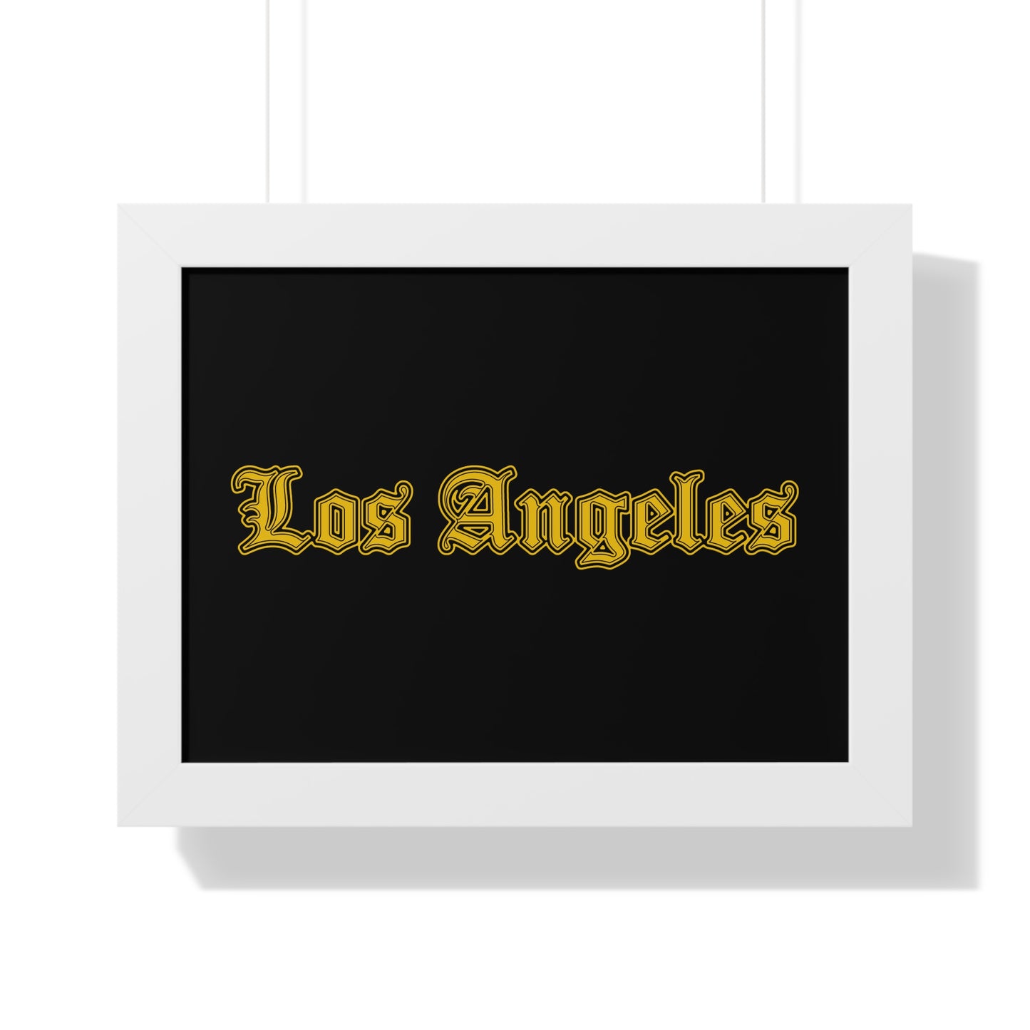 Los Angeles Framed Poster, Urban Wall Art for Home Decor, Cityscape Gift, Interior Design Accent, Modern Typography Decor - Golden Edition